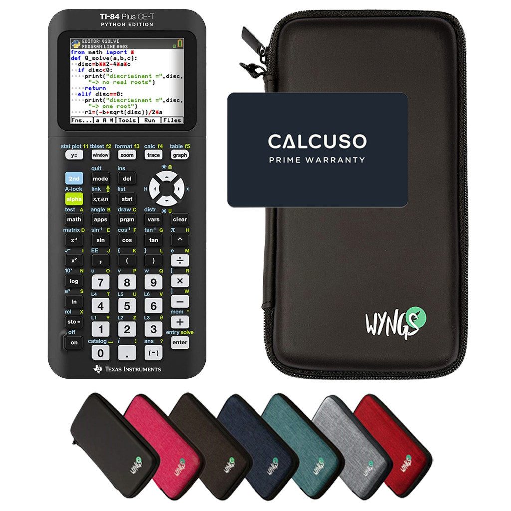 Texas Instruments Taschenrechner TI-84 Plus CE-T Python Edition inkl. WYNGS Schutztasche Schwarz