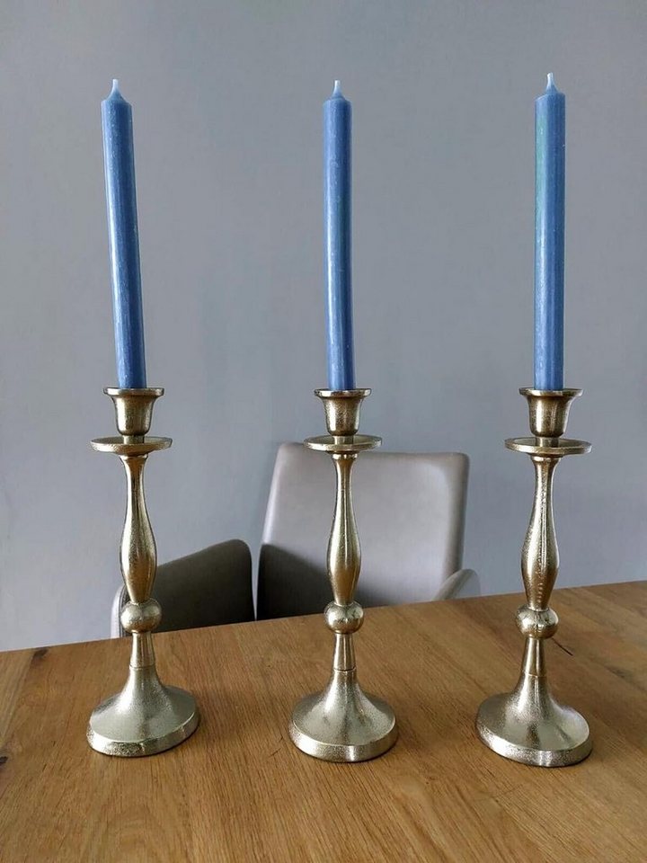 Friedrich Klocke GmbH Kerzenhalter stilvolle Kerzenleuchter im 3er Set  Kerzenständer gold (Tischdeko, Wohndeko), massive Kerzenhalter für  Tafelkerzen für besondere Anlässe