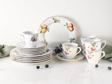 CreaTable Kaffeeservice Geschirr-Set Flora Orchard (18-tlg), 6 Personen, Porzellan, Service, 18 Teile, für 6 Personen