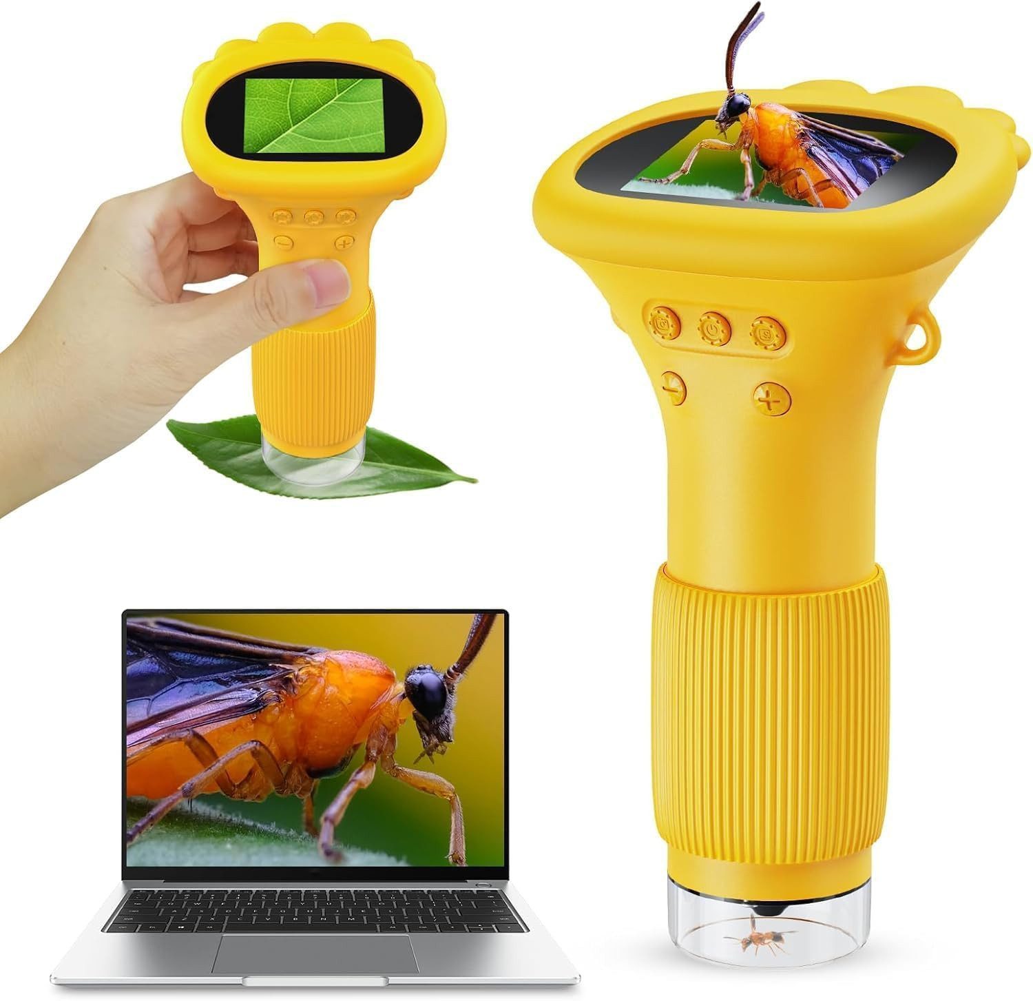 Ophy 200-fach Kinder-Taschenmikroskop mit 2,0-Zoll-IPS-Display & LED Minimikroskop (USB-Mikroskop für PC (tragbar, Mini)