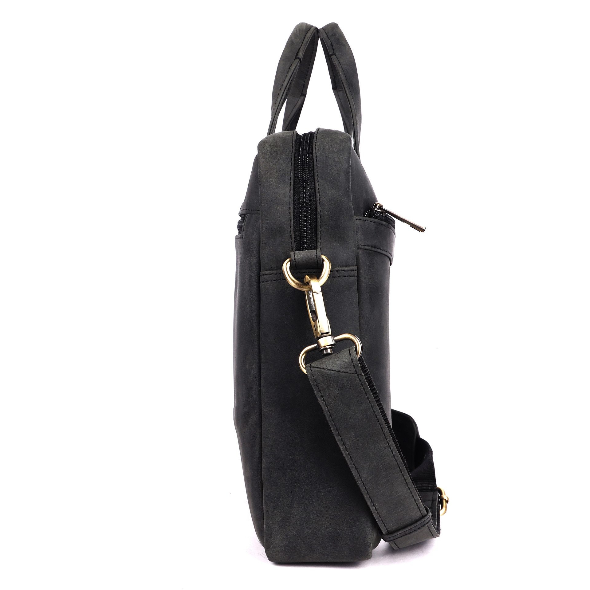 Benthill Aktentasche Echt Leder Laptoptasche Büro Tasche Umhängetasche Schultertasche, Schultergurt / Umhängegurt Reißverschlussfach – Bild 5 von 5