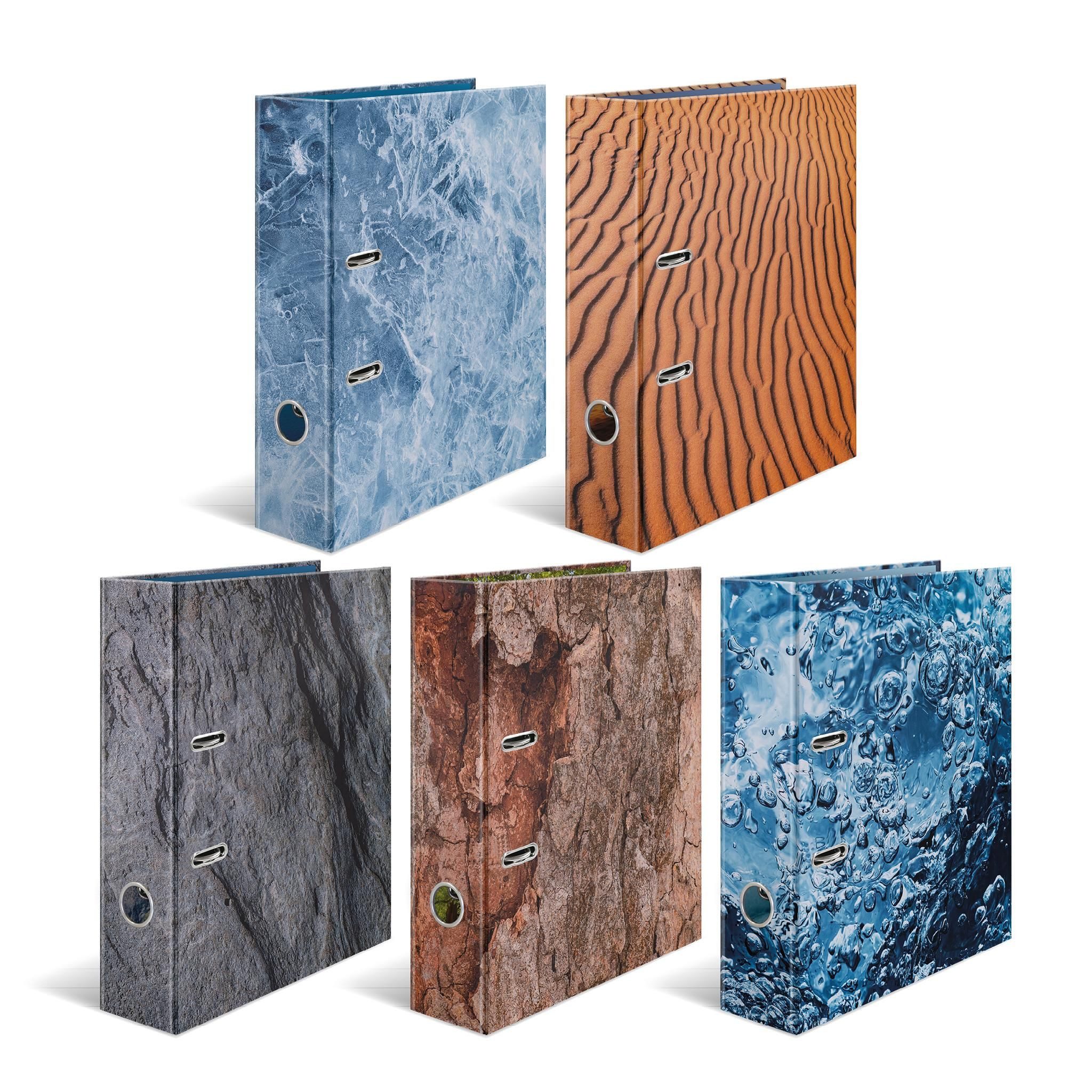 HERMA Aktenordner Herma Motiv-Ordner Karton A4, 7 cm Rückenbreite Nature 5er-Sortierung