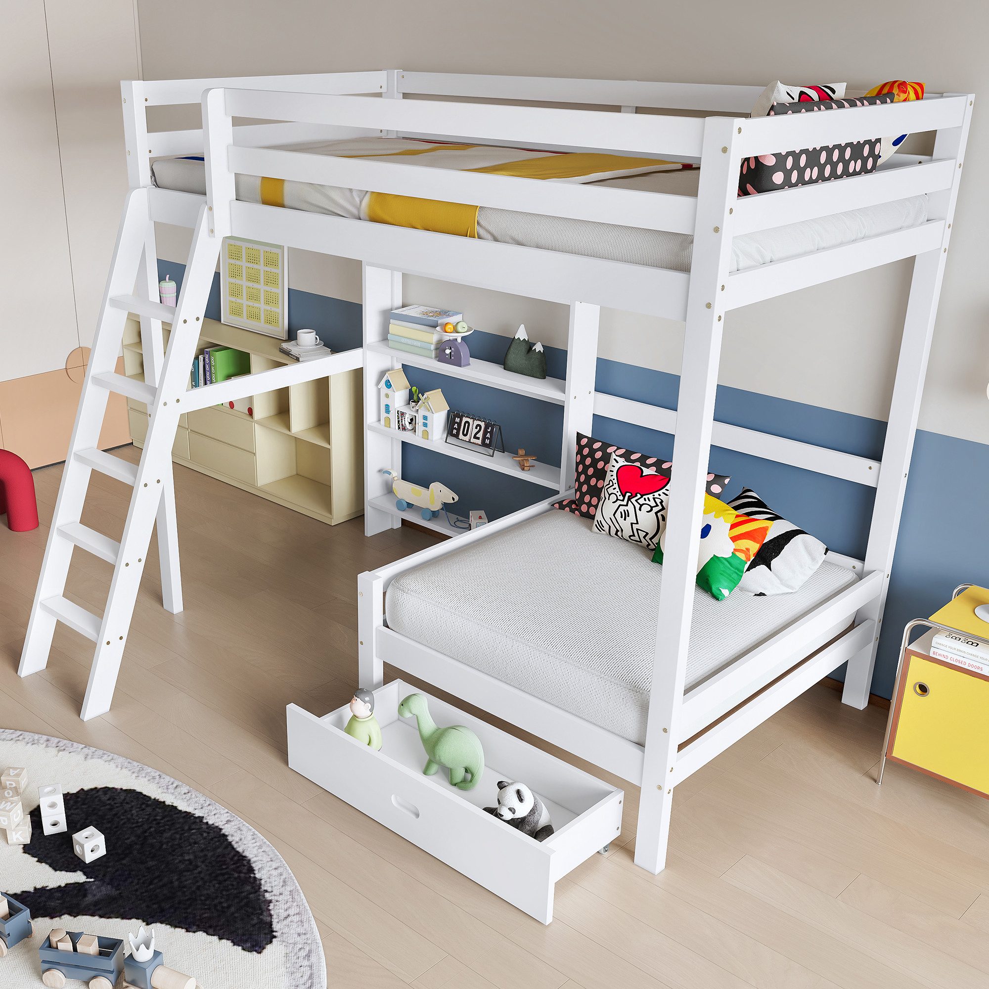 TavilaEcon Etagenbett Hochbett Kinderbett mit Regalen günstig online kaufen