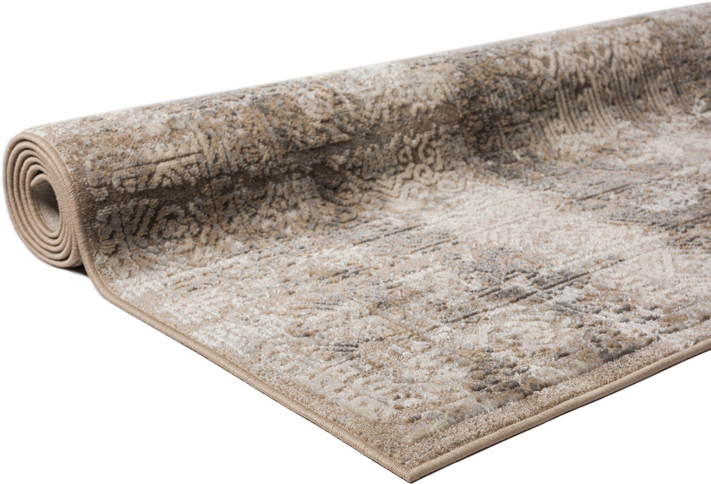 OTTO home Teppich Selin, rechteckig, Höhe: 9 mm, dezenter Glanz, Schrumpf-Garn-Effekt, im Vintage-Look, dichte Qualität