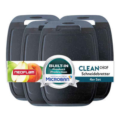 NEOFLAM® Schneidebrett BiJu Antibakterielles Frühstücksbrettchen Set, 4tlg. - Granitschwarz, Kunststoff (PP), (4-St)