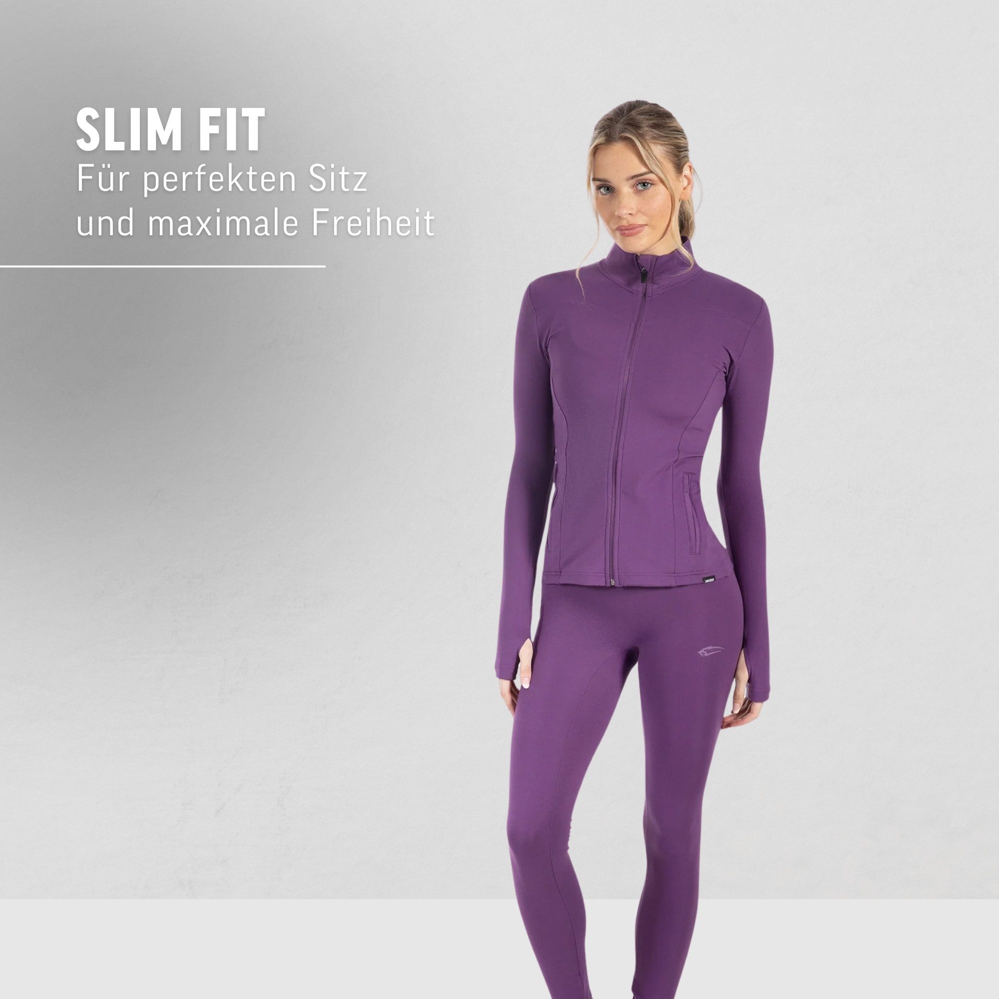 Smilodox Trainingsjacke Kenna, Sportjacke mit tailliertem Schnitt, Windbreaker Laufjacke Sport Oberteil Daumenlöcher Activewear Atmungsaktiv Freizeit Fitness