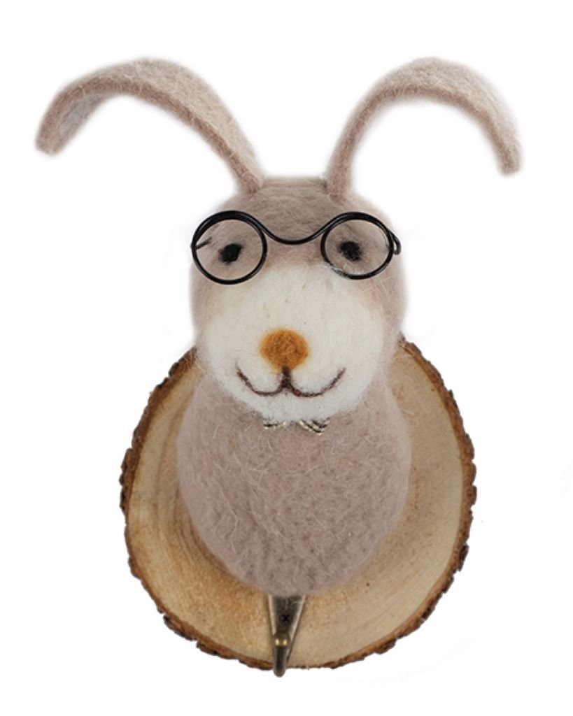 Baden Gartenfigur Hase mit Brille - Kleiderhaken aus Filz, (1, 1 St., Hase)