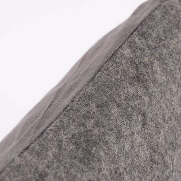 SCHÖNER LEBEN. Dekokissen Deko Kissen bestickt Schneeflocke Filzoptik grau weiß 40x40cm
