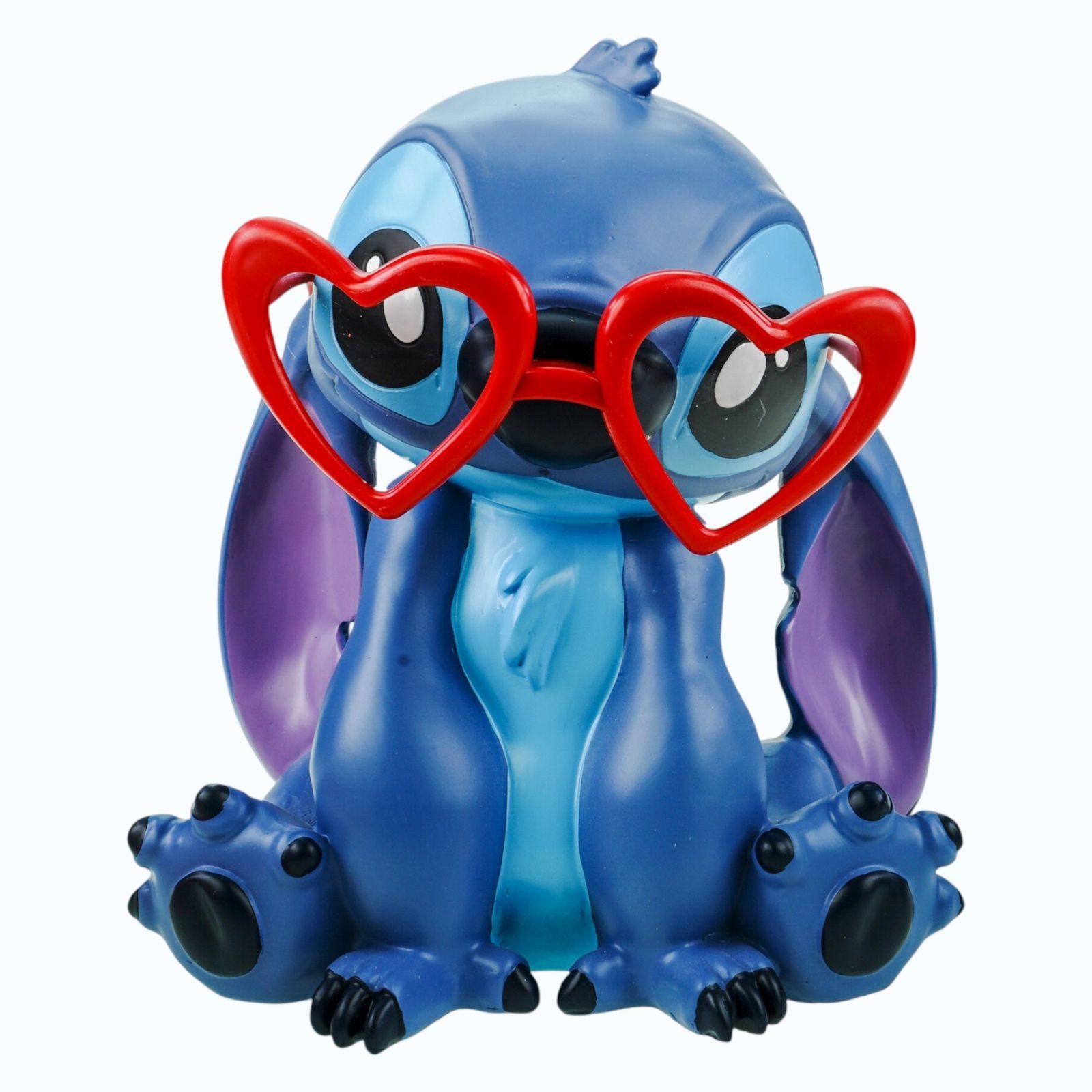 Disney Gartenfigur Stitch mit Herz Brille Wetterfeste Disney Dekofigur Polyresin 20 cm