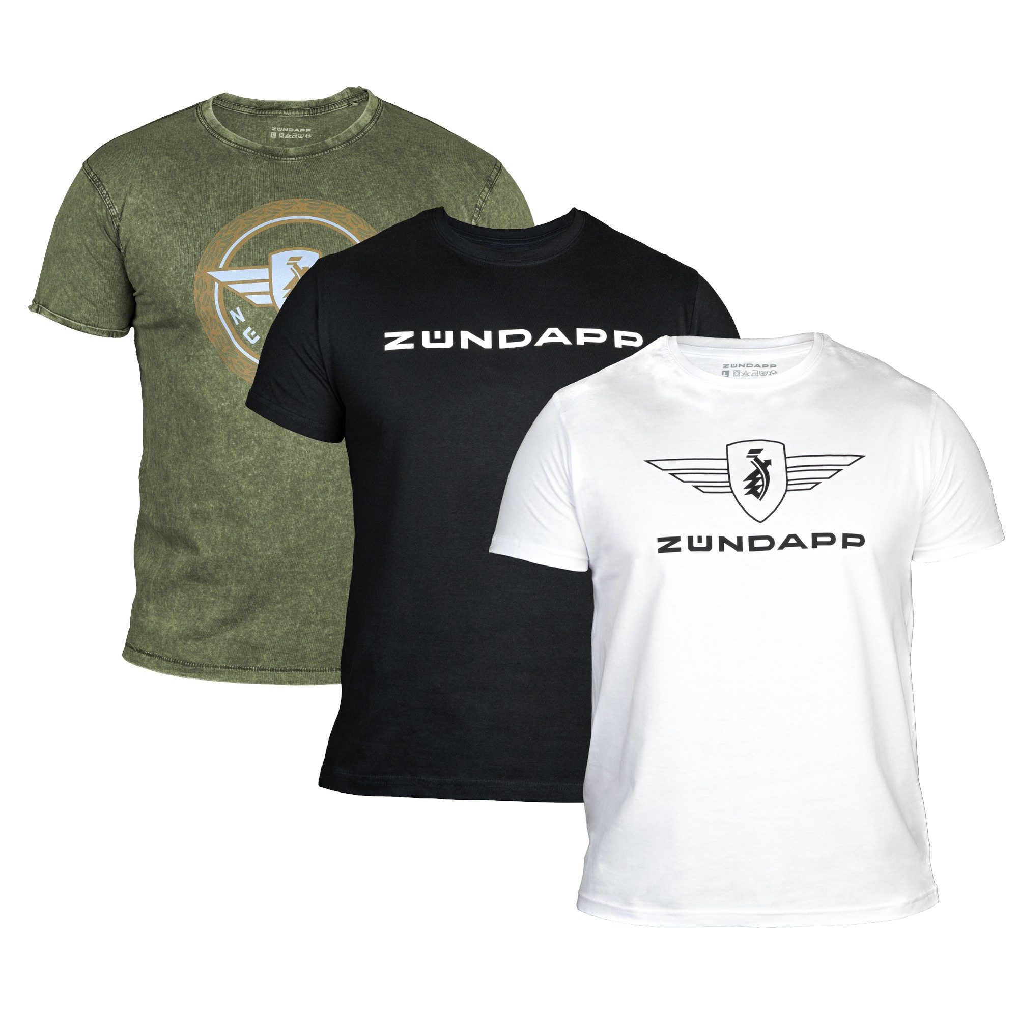 Zündapp T-Shirt (Dreierpack) Dreierpack Basic Shirt unisex 100 % Baumwolle