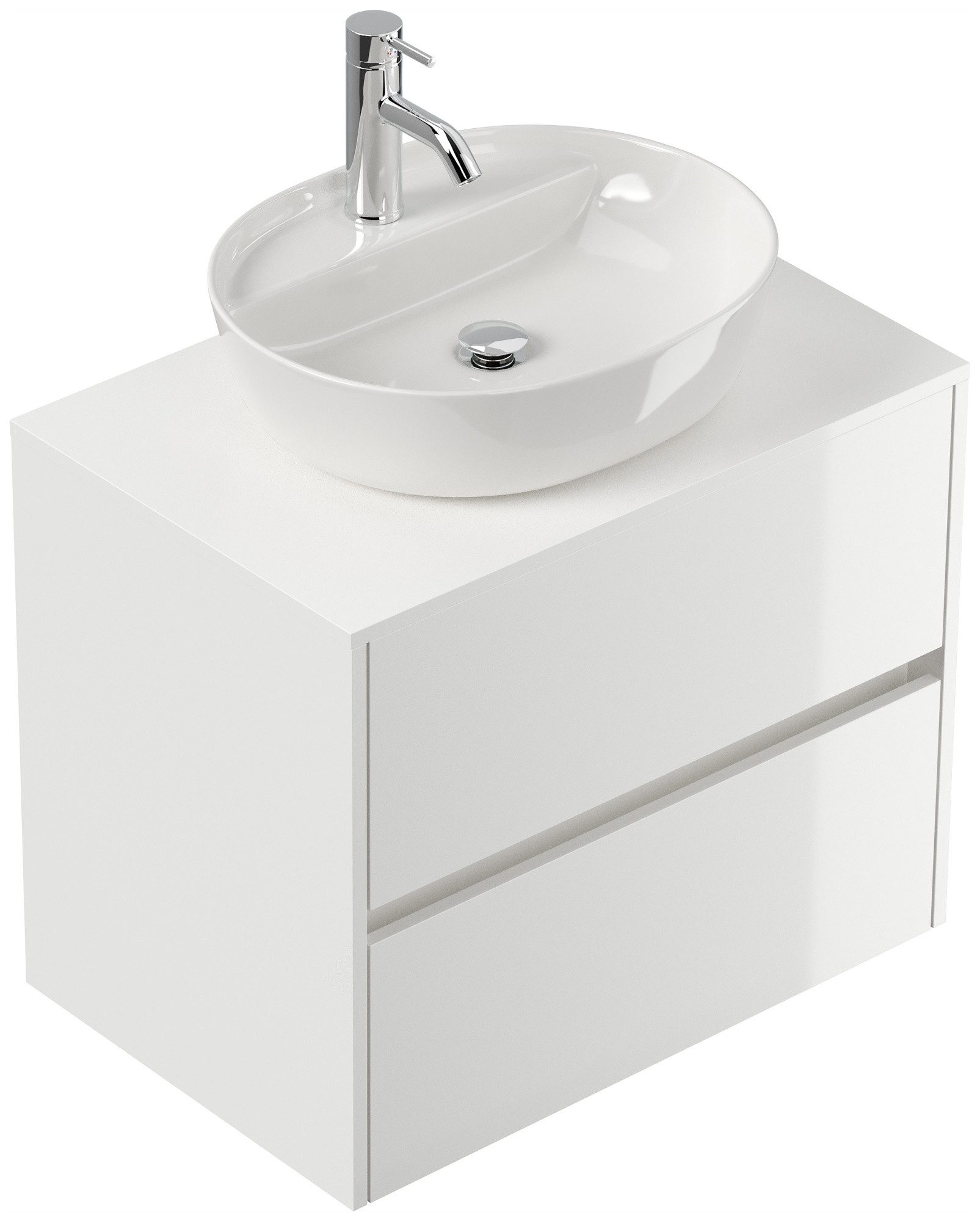 Magnolia Home Waschtisch Badmöbel Taifun 80cm mit ovalem Aufsatzwaschbecken weiß Hgl