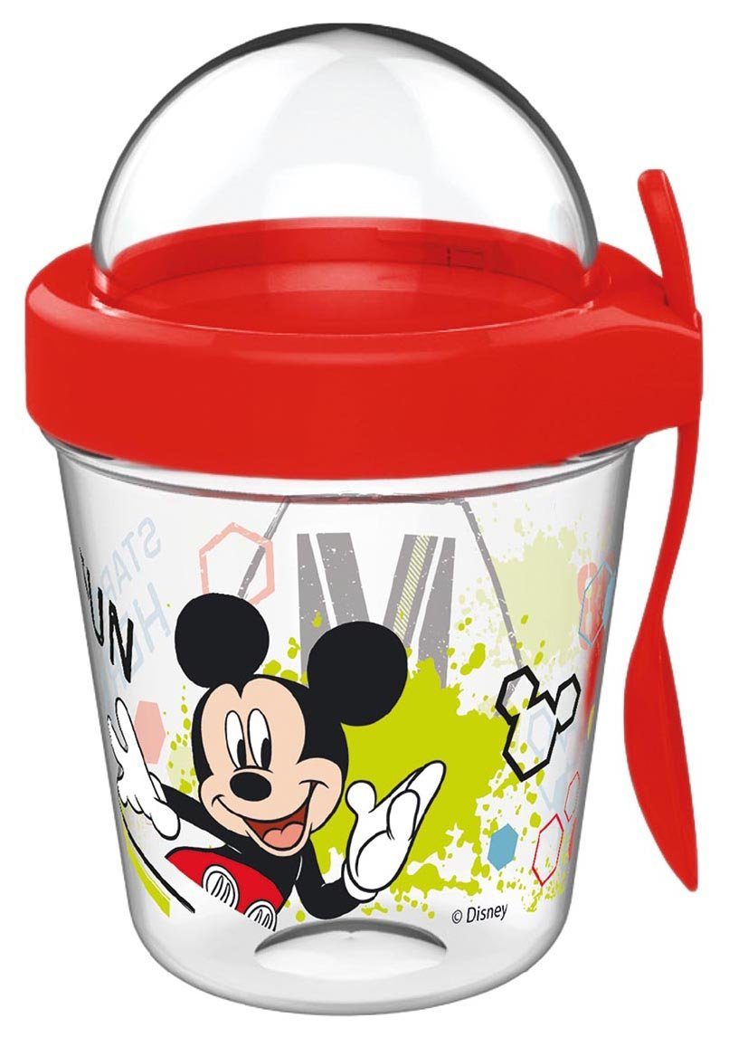 Geda Labels GmbH Lunchbox Mickey, Tritan, (1-tlg), Rot, 10x10x15cm, mit Löffel