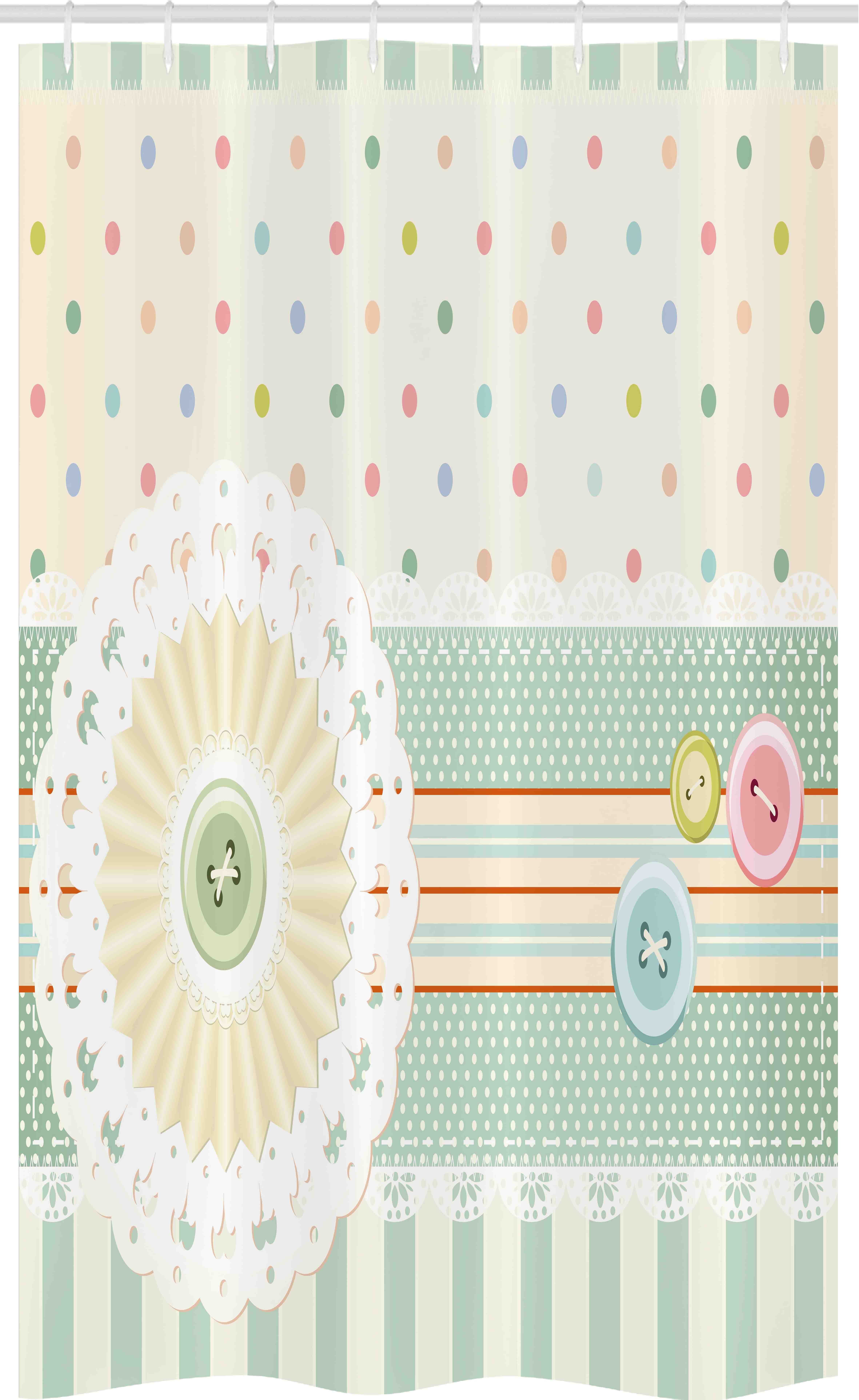 Abakuhaus Duschvorhang Badezimmer Deko Set aus Stoff mit Haken Breite 120 cm, Höhe 180 cm, Shabby Chic Sewing Thema Grenze