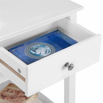 Yaheetech Nachttisch »Nachtschrank Beistelltisch Ablagetisch Nachtkonsole«, Nachttische mit Schublade und Ablage, weiß, 61 cm hoch