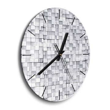 DEQORI Wanduhr 'Ungleichmäßige Ziegel' (Glas Glasuhr modern Wand Uhr Design Küchenuhr)