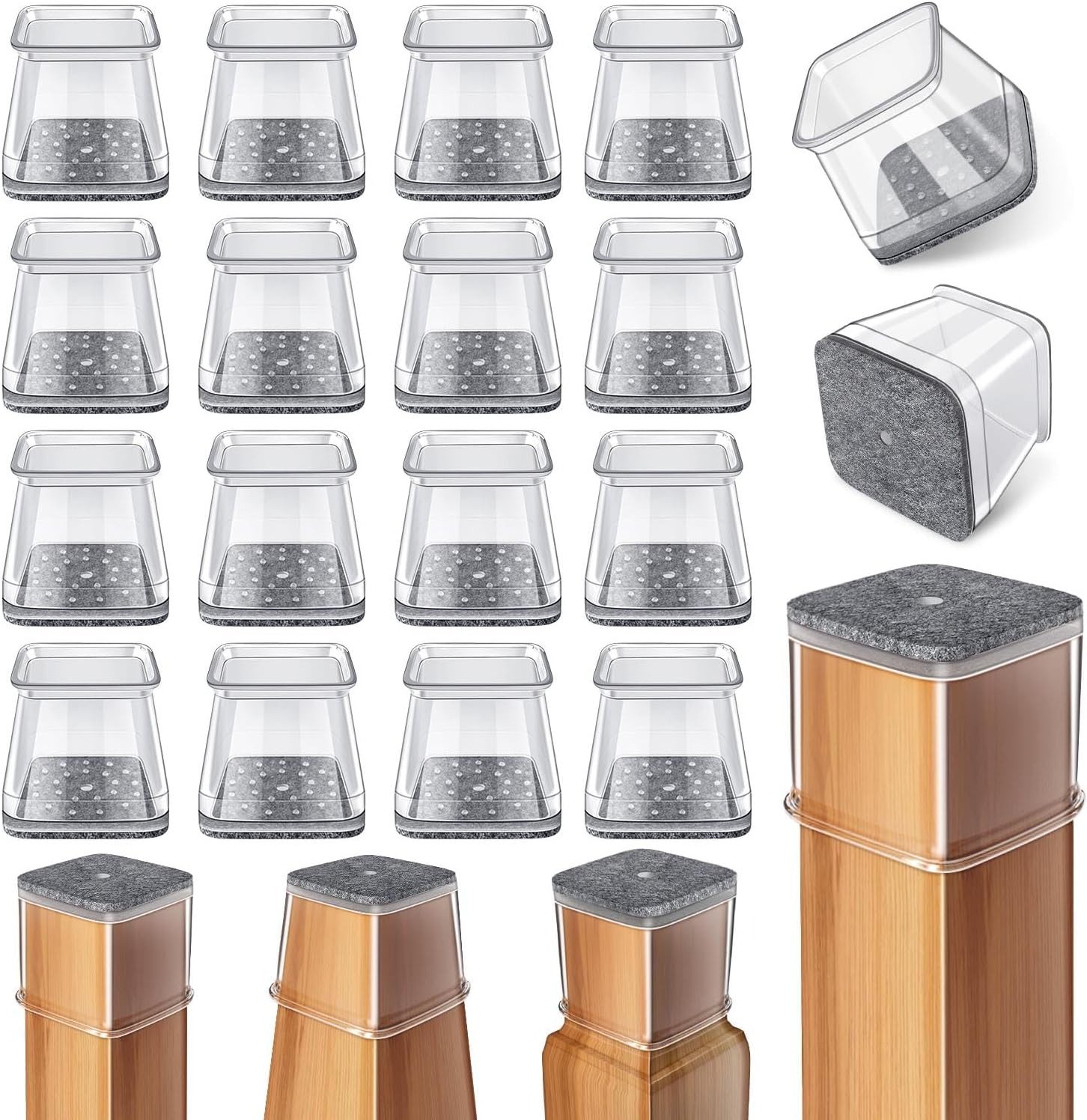 Coonoor Möbelfuß Stuhlbeinkappen Eckig,10 Stück Stuhlbeinschoner Stuhlhusse günstig online kaufen