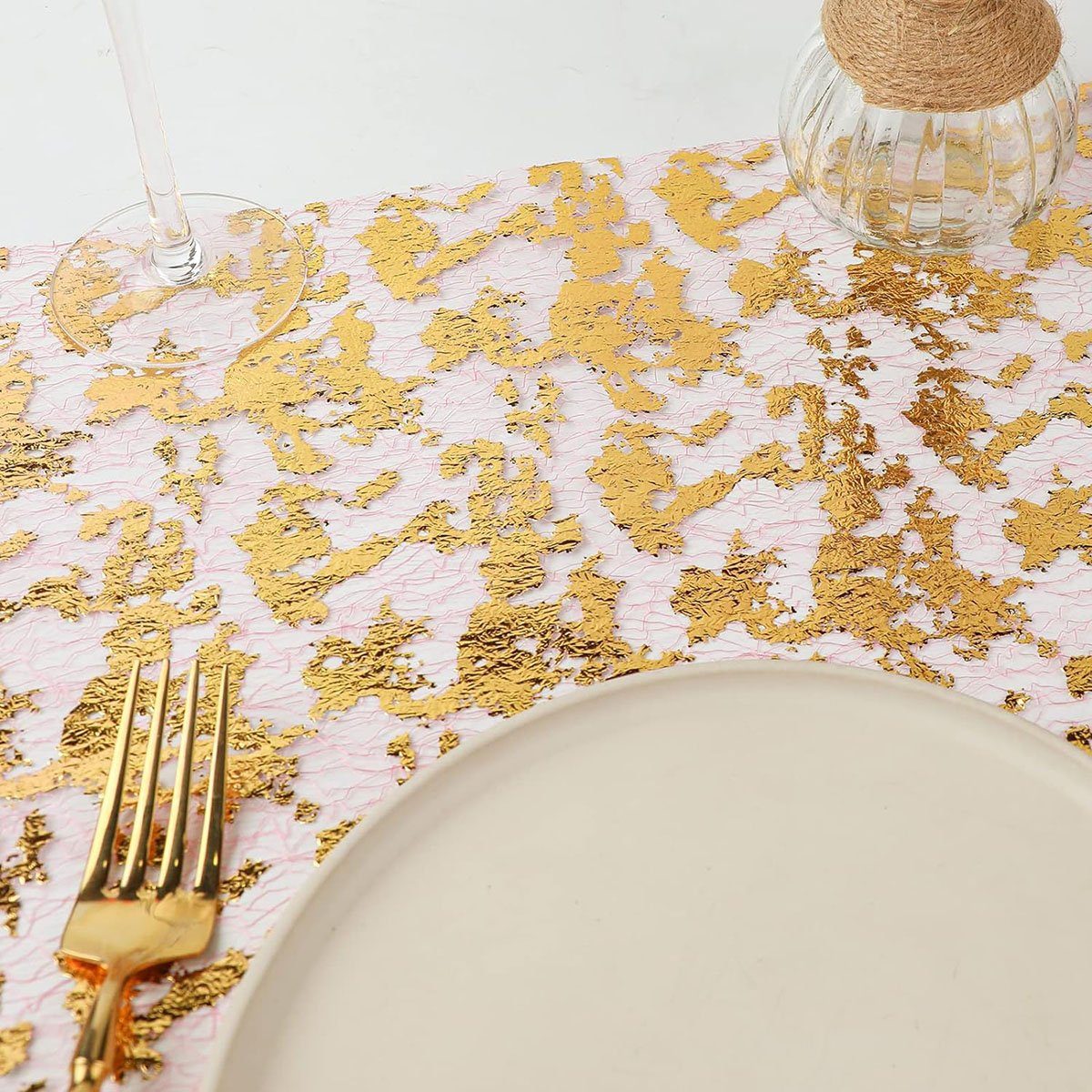 CTGtree golden Beschicht mit Tischläufer in Polyester glänzend Tischband