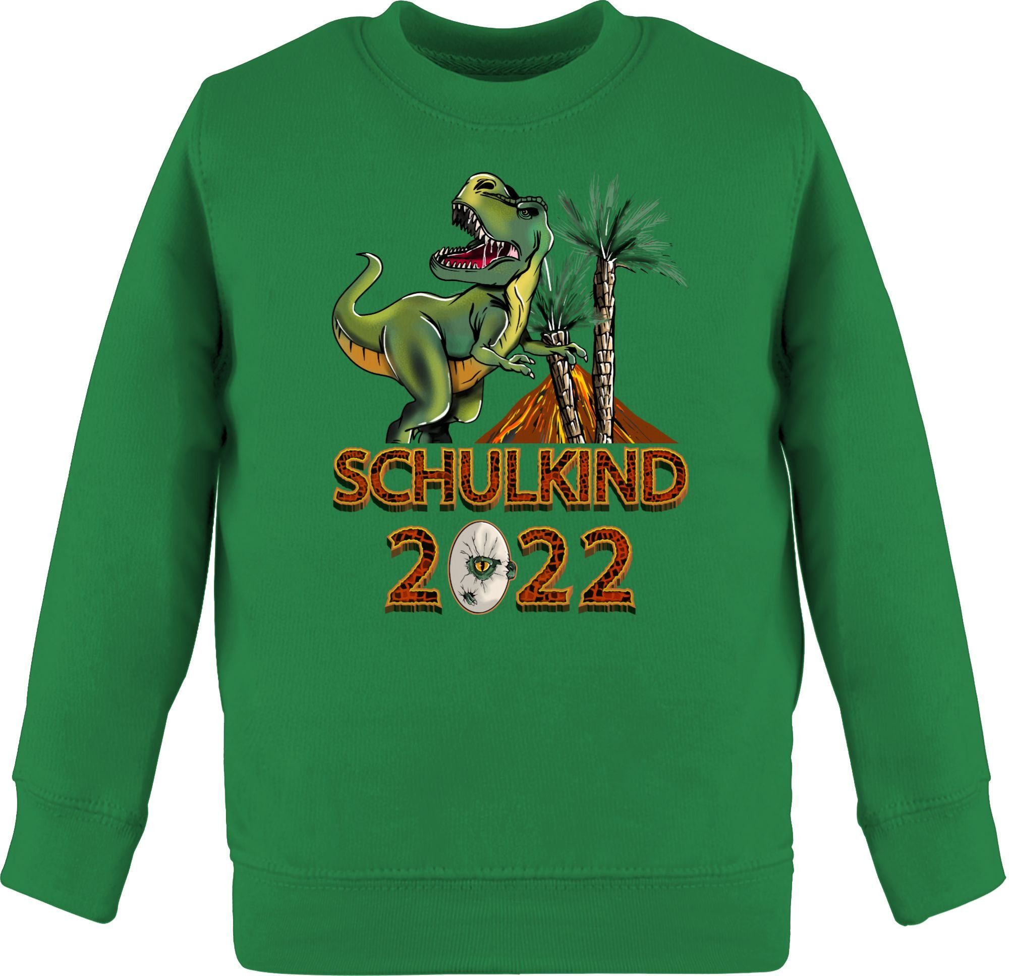 Geschenke Pullover Einschulung T-Rex 2021 Einschulungs Premium Kinder Shirtracer Schulkind und 3 Schultüte Schulanfang mit Grün - Füllung Schulkind - Sweatshirt