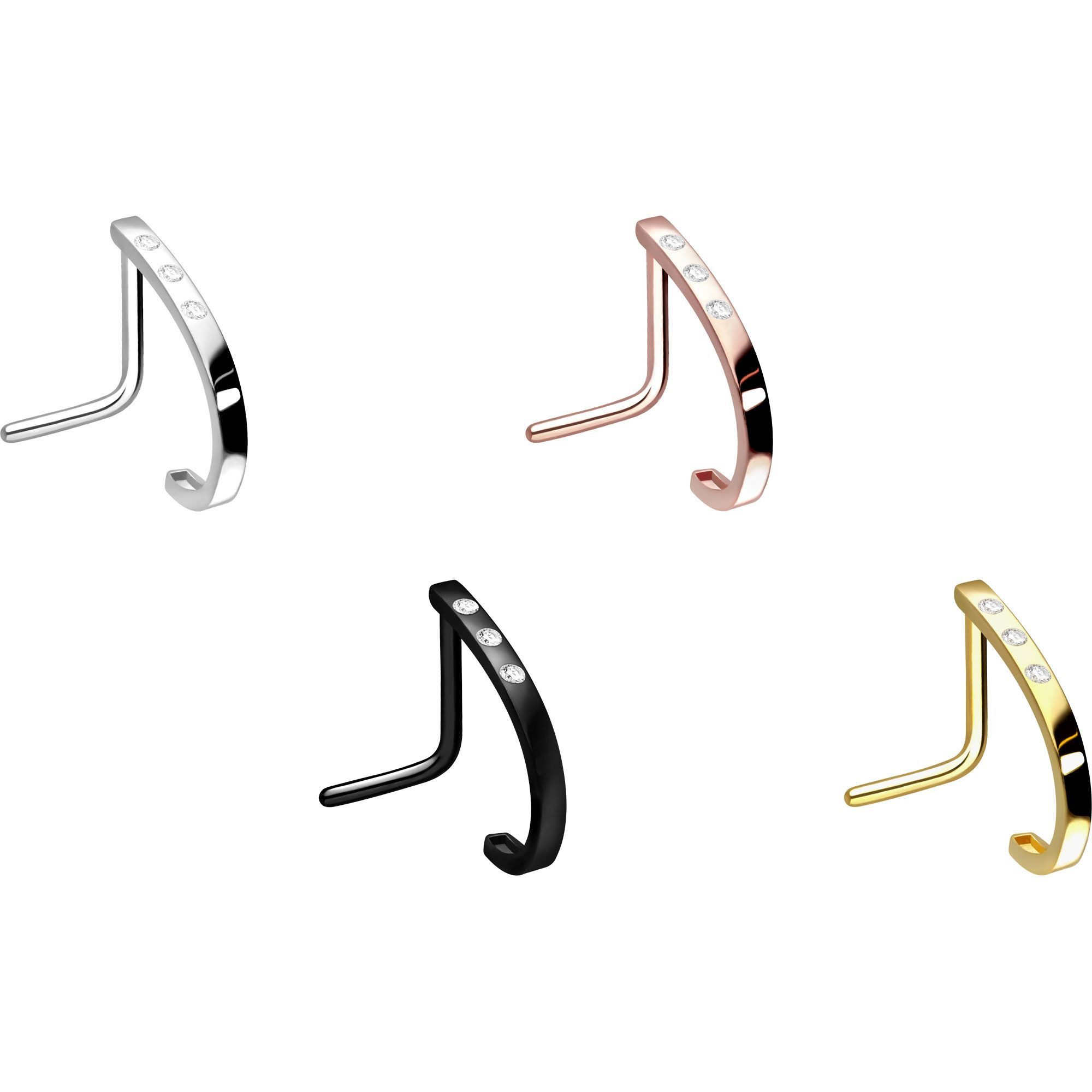 PIERCINGLINE Nasenpiercing Chirurgenstahl Nasenstecker 3 KRISTALLE (Nasenst günstig online kaufen