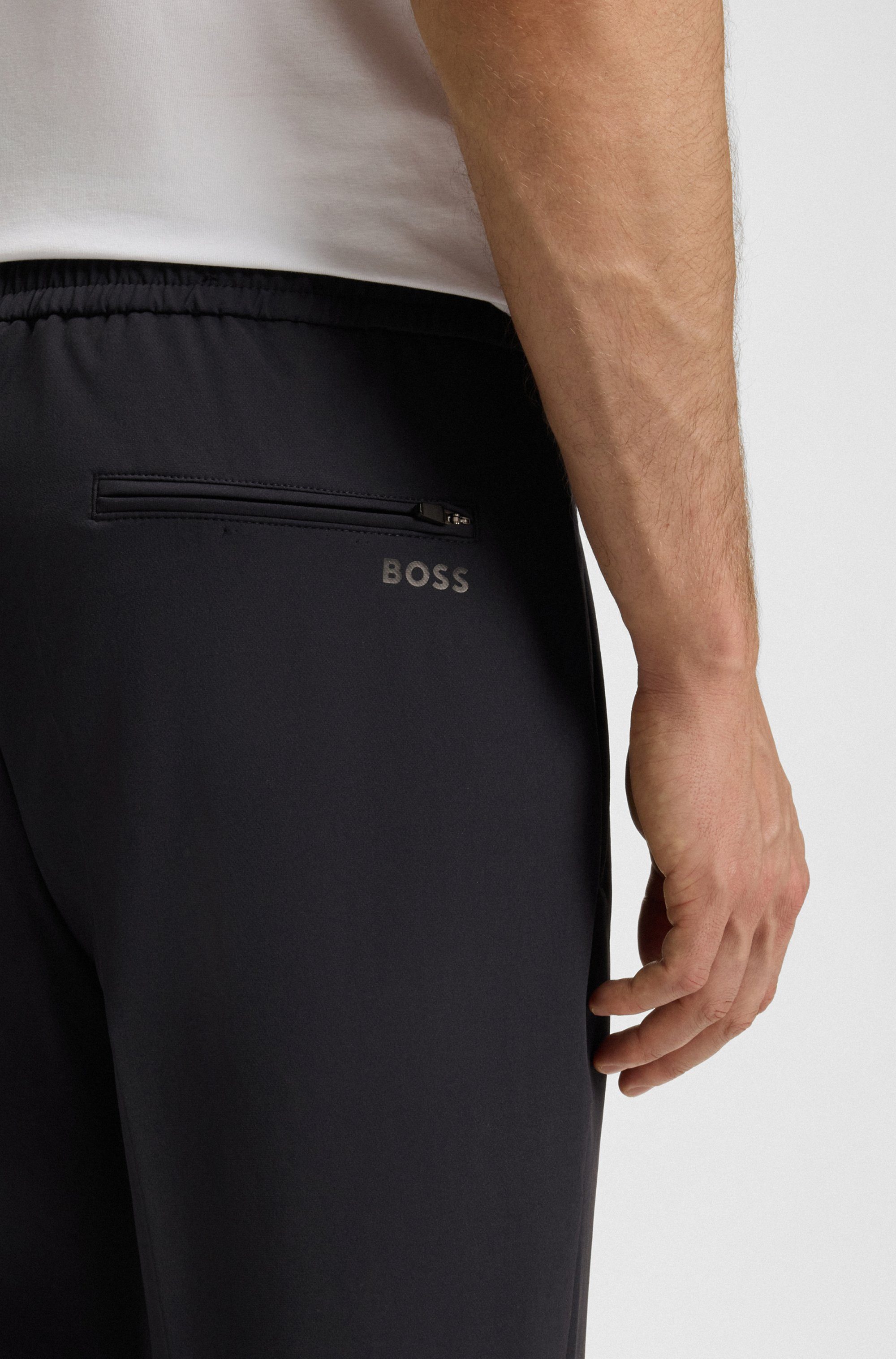 BOSS GREEN Stretch-Hose T Flex mit elastischem Bund und Kordelzug Stretchhose Businesshose
