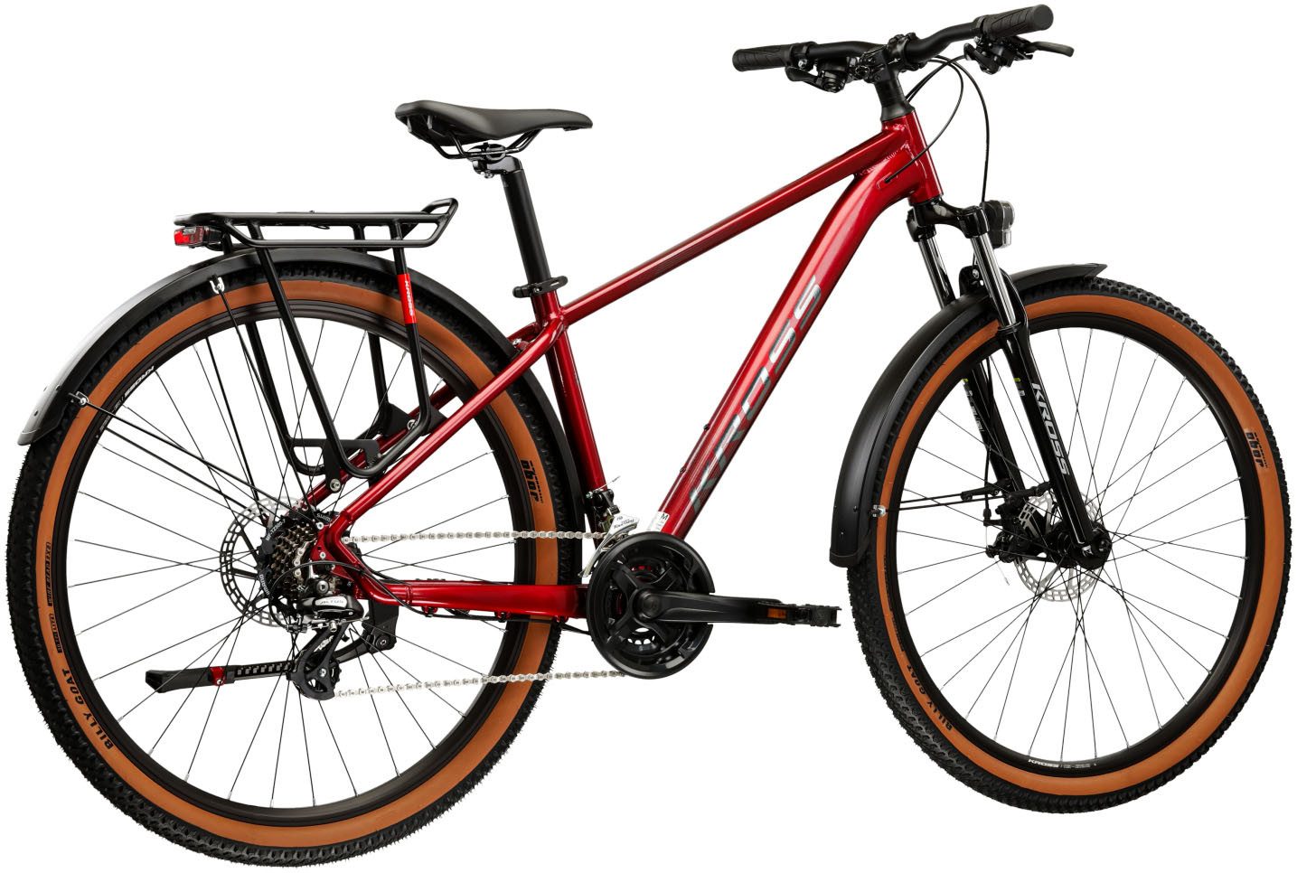 Kross Mountainbike Hardtail 27,5" Hexagon X200 rot 21 Gänge mit Beleuchtung 2026, 21 Gang Shimano ALTUS M310 Schaltwerk, Kettenschaltung, Rahmen aus Aluminium Performance