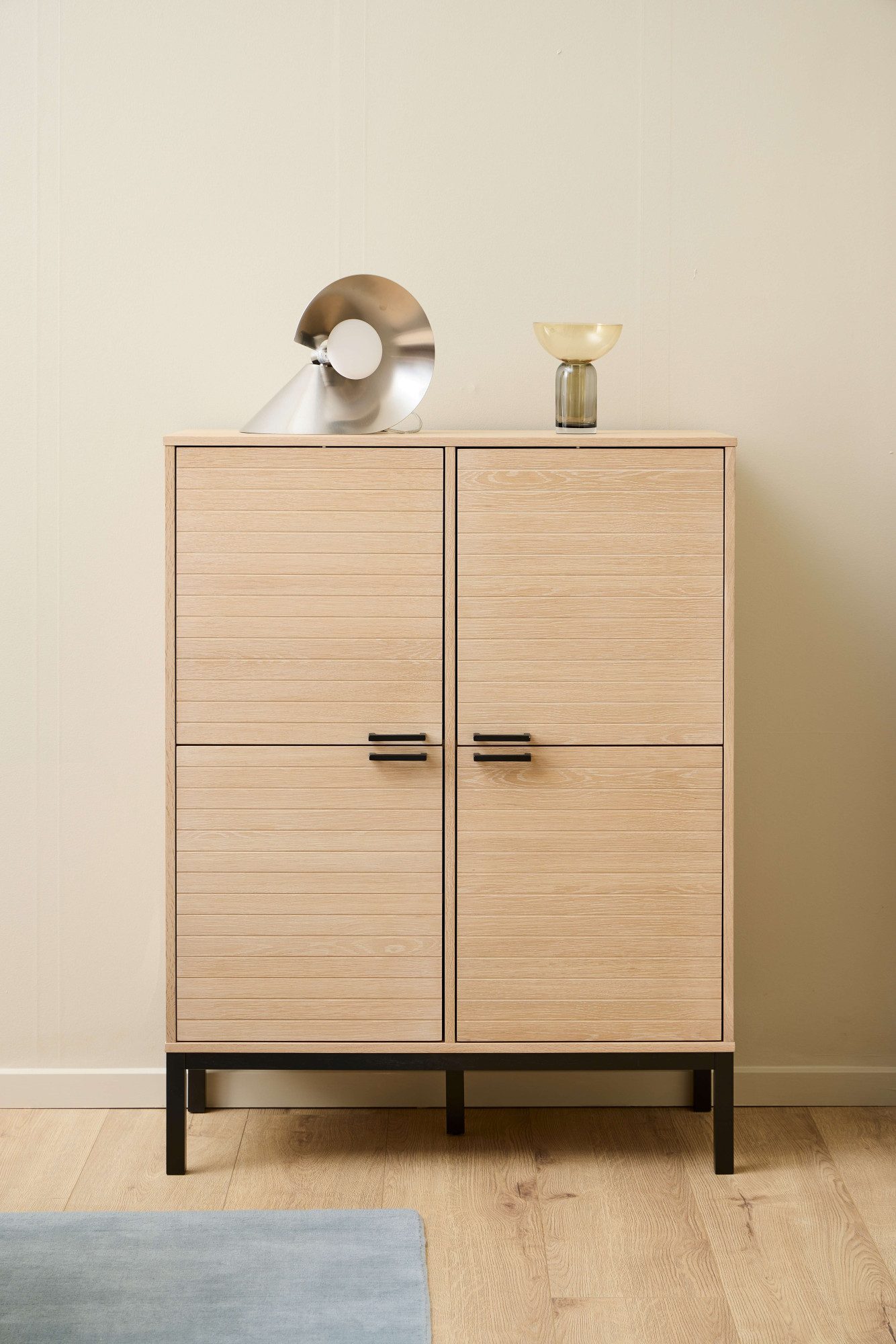ACTONA GROUP Anrichte Kensington, Schrank, 4 Türen und 6 Böden weiss pigmentiert Eiche, 91x40x120cm