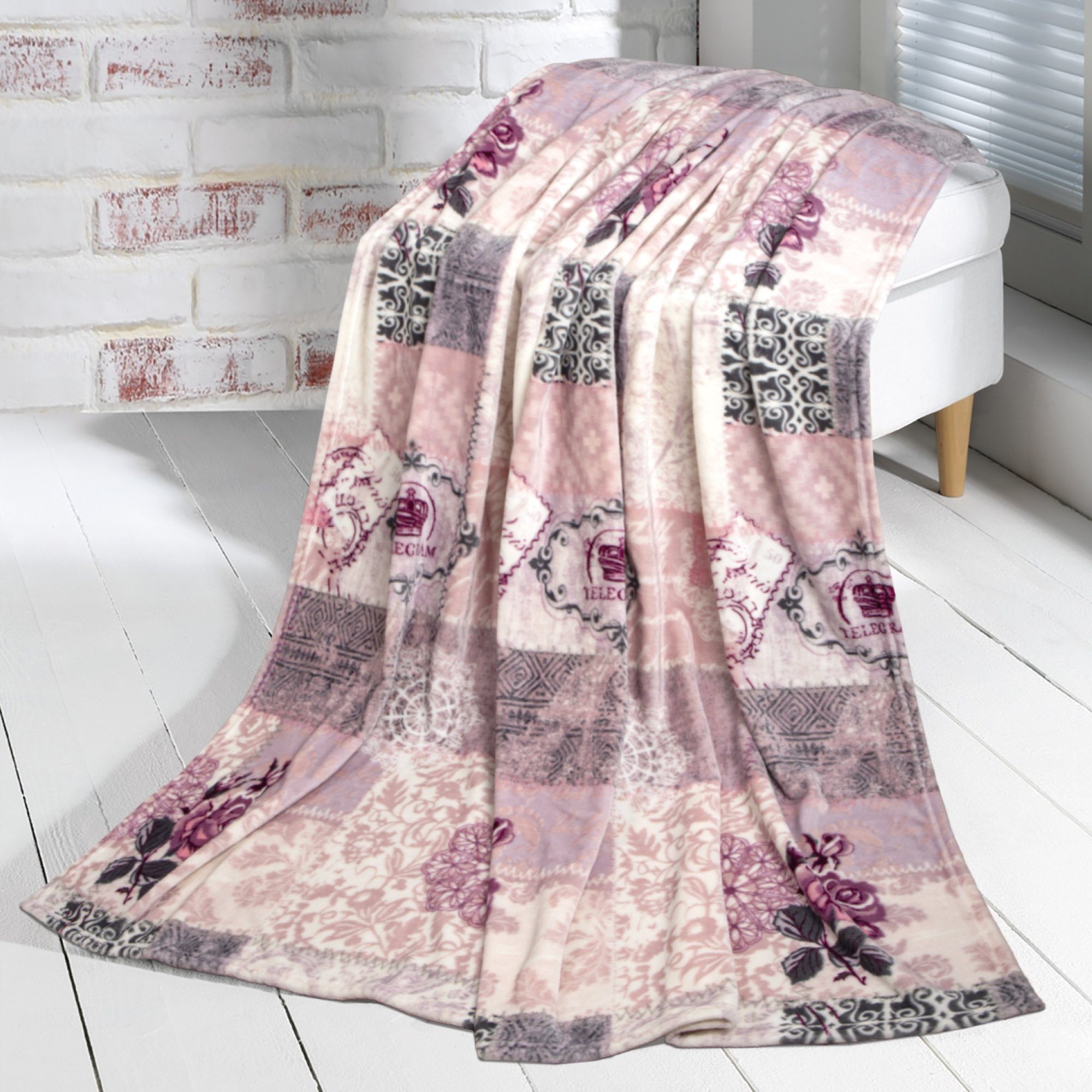 Bestlivings Tagesdecke Home & Living, Kuscheldecke 150 x 200 cm (Altrose) - Flanelldecke, Tagesdecke