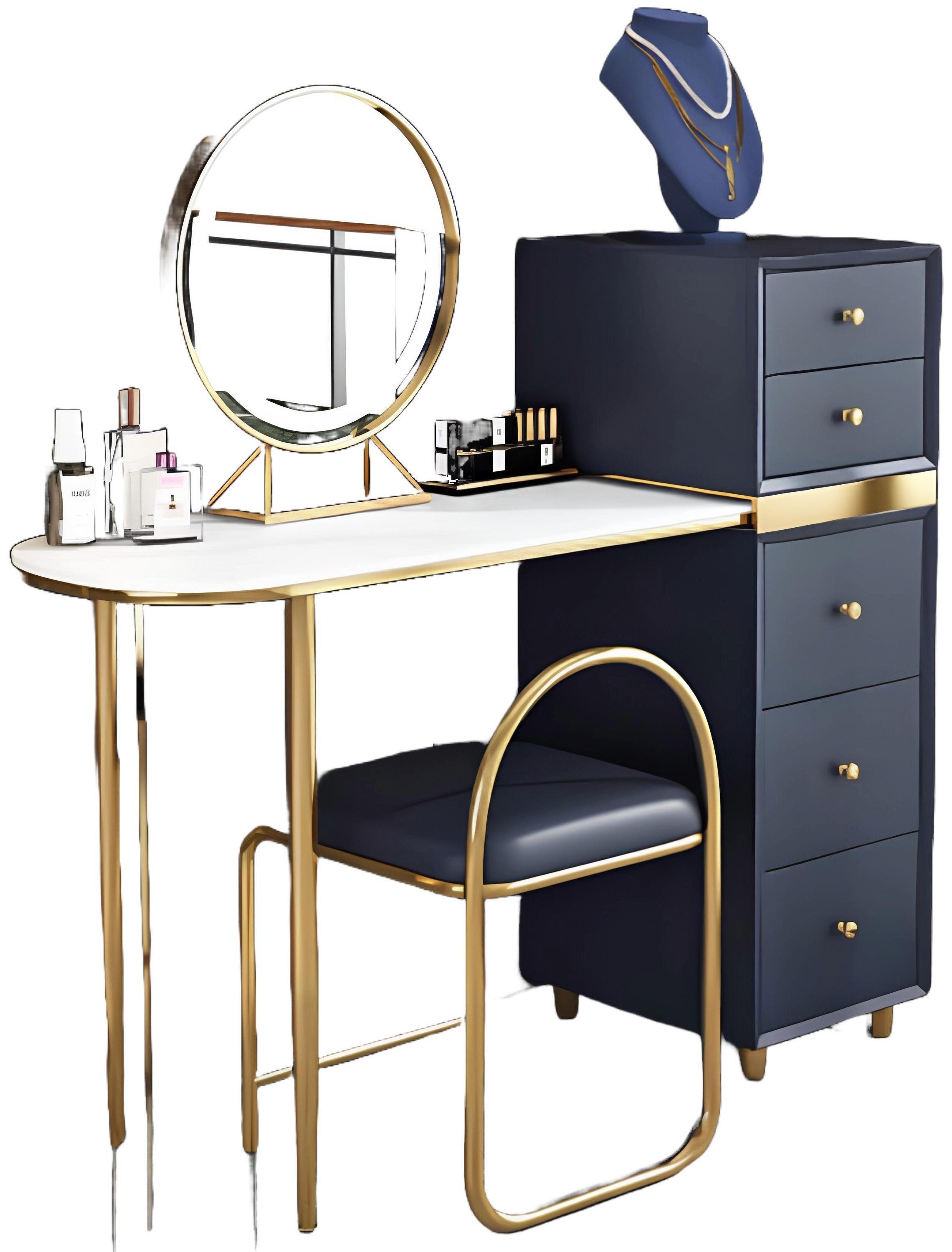 Xlmoebel Schminktisch Eleganter Schminktisch mit Hocker und praktischer Kommode (2-St., Schminktisch + Hocker), Hergestellt in Europa