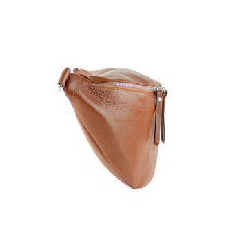 lePelou Bauchtasche CLARA COGNAC MIT WECHSELGURT, Crossbody Tasche in XXL mit 2 Gurten, echt Leder, made in Italy