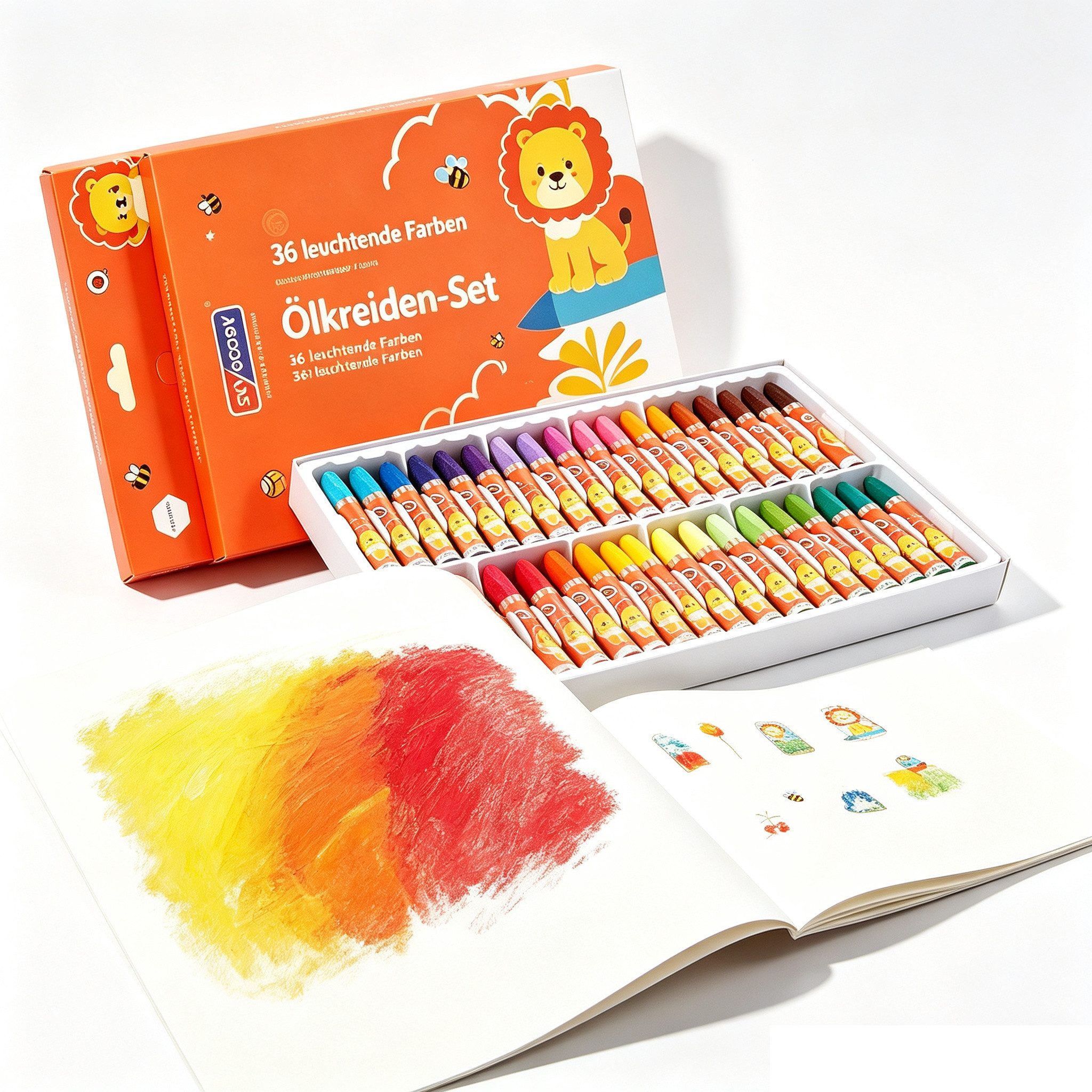 Fyrove Malkreide Abwaschbare Ölkreiden 36 Farben ergonomische sechseckige Form, (Set, 36-tlg., 36 Farben · sechseckige Stiftform · stabiler Griff · leuchtende), gleichmäßiger Farbauftrag · gute Haftung · mischbar