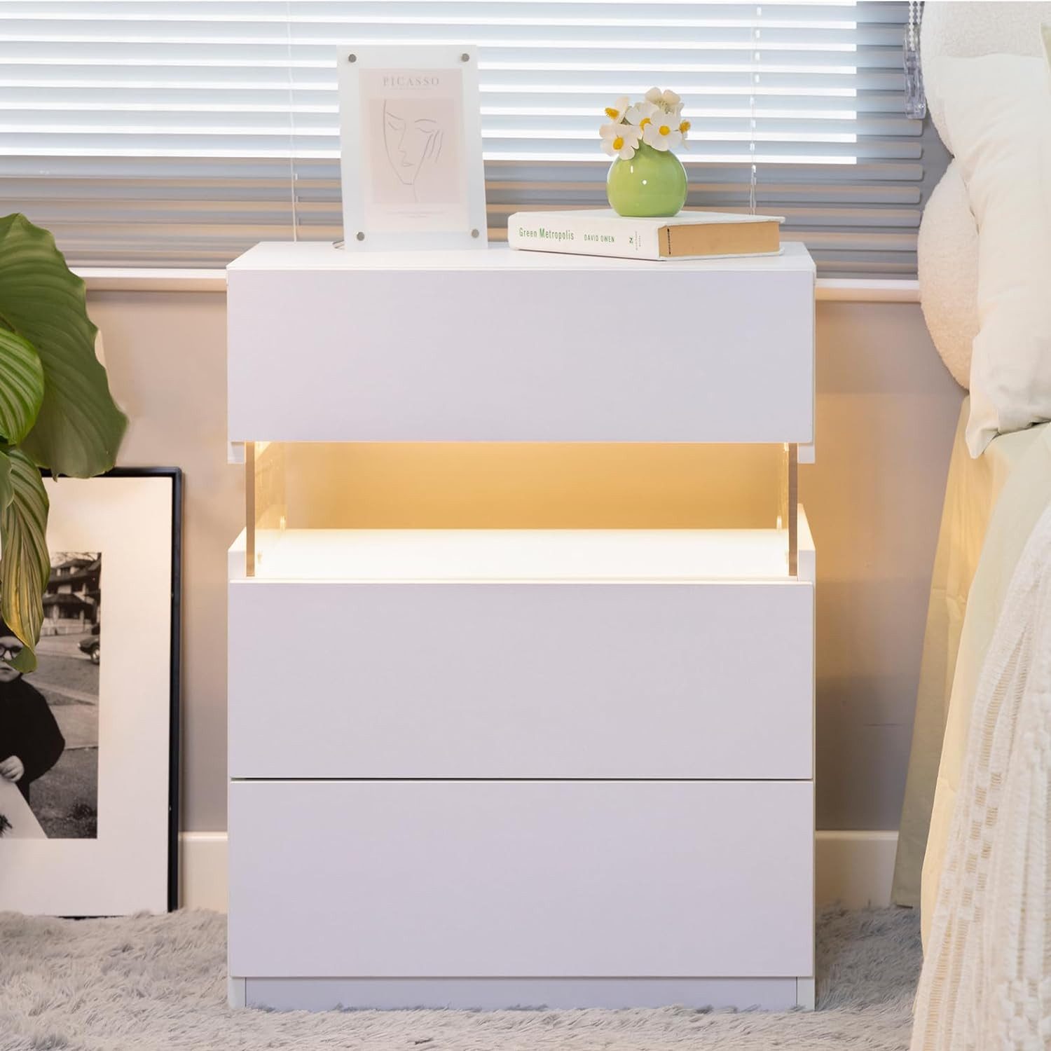 OKWISH Nachttisch Nachtschrank,Nachtkonsole,Nightstand mit 3 Schubladen günstig online kaufen