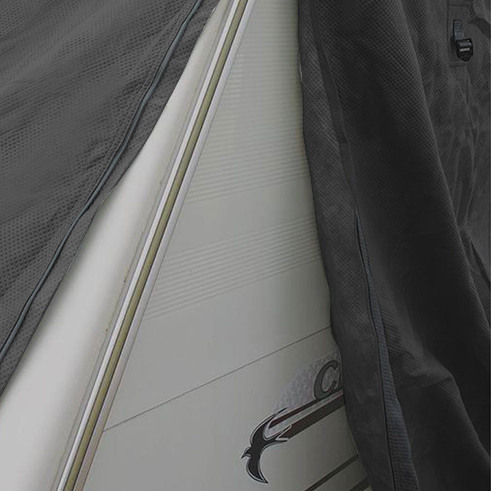 deiwo Wohnwagenschutzhülle Premium Wohnwagen Schutzhülle 366-427 cm (S) Abdeckplane Schutzplane (Packung)