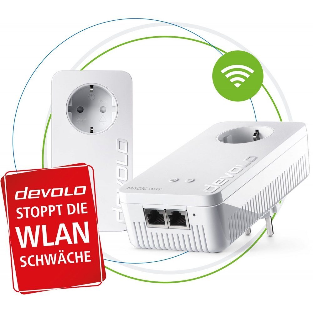 DEVOLO Magic 2 WiFi next Starter Kit Powerline-Adapter 2400 MBit/s Netzwerk-Adapter