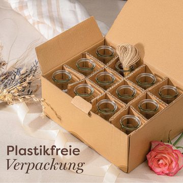 Praknu Tischvase 12 Mini Glasvasen 10cm Tischdeko Hochzeit (Set)