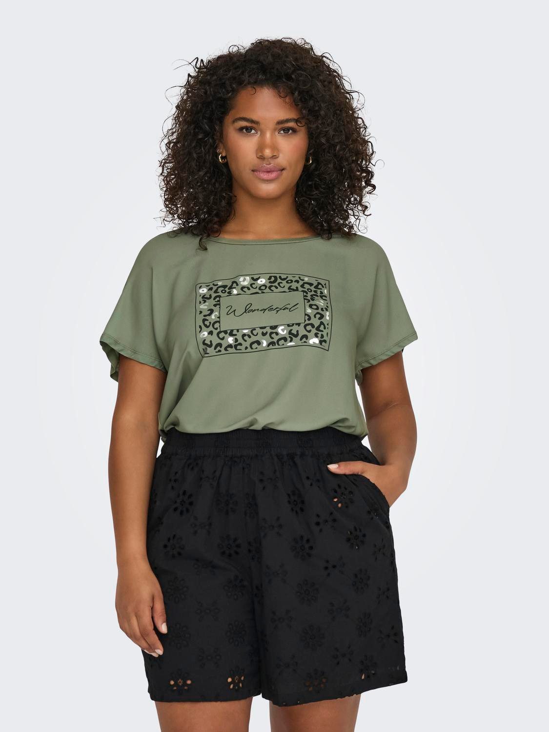 ONLY CARMAKOMA T-Shirt Rundhals Kurzarm Print günstig online kaufen