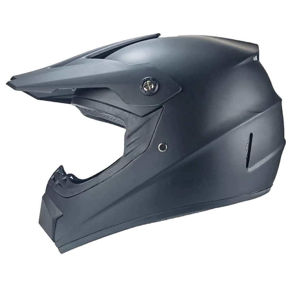 FunSport-Factory Motocrosshelm Motocrosshelm Kindercrosshelm Schwarz Matt Uni, integrierte Sonnenblende