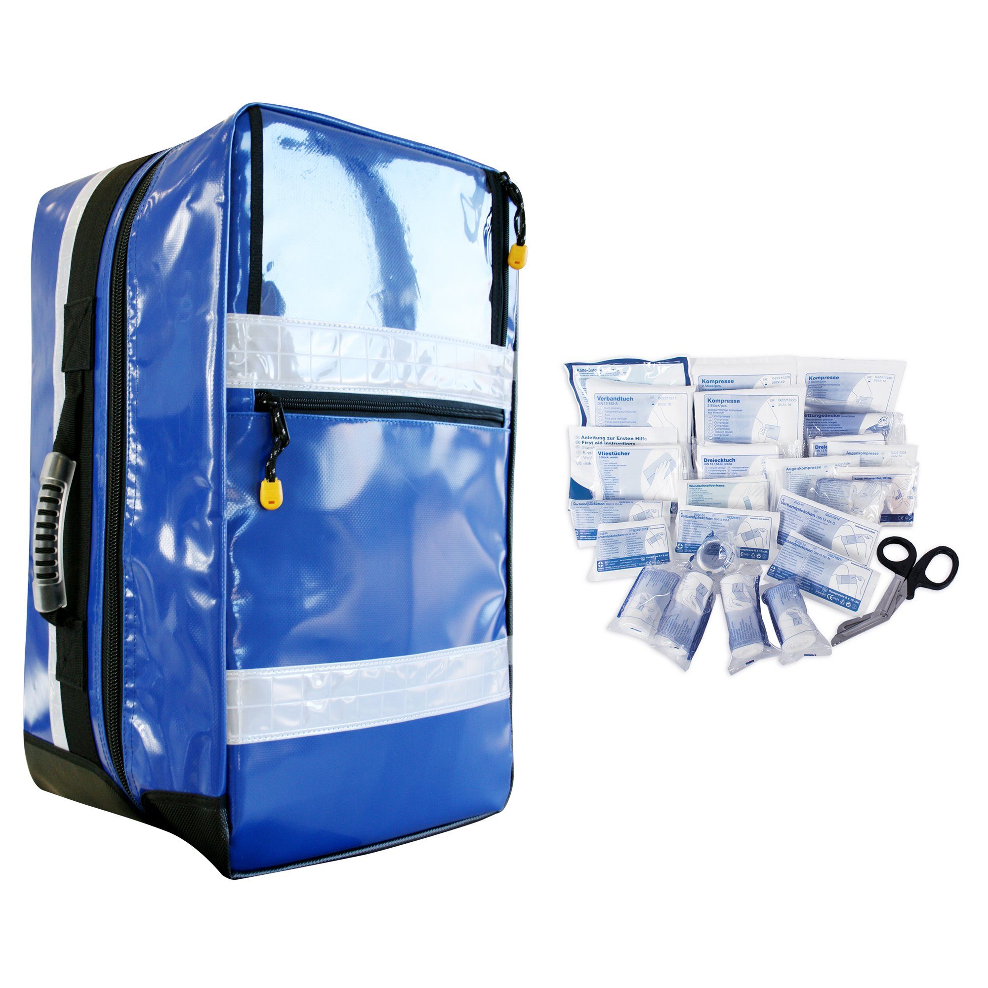 SANISMART Arzttasche Notfallrucksack MEDICUS L blau Plane gefüllt mit DIN 13157
