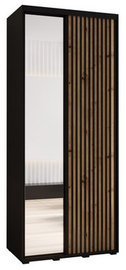 Beautysofa Kleiderschrank Moderne, praktische, stilvolle Garderobe mit Lamellen SAPHIR (Spiegeltür)