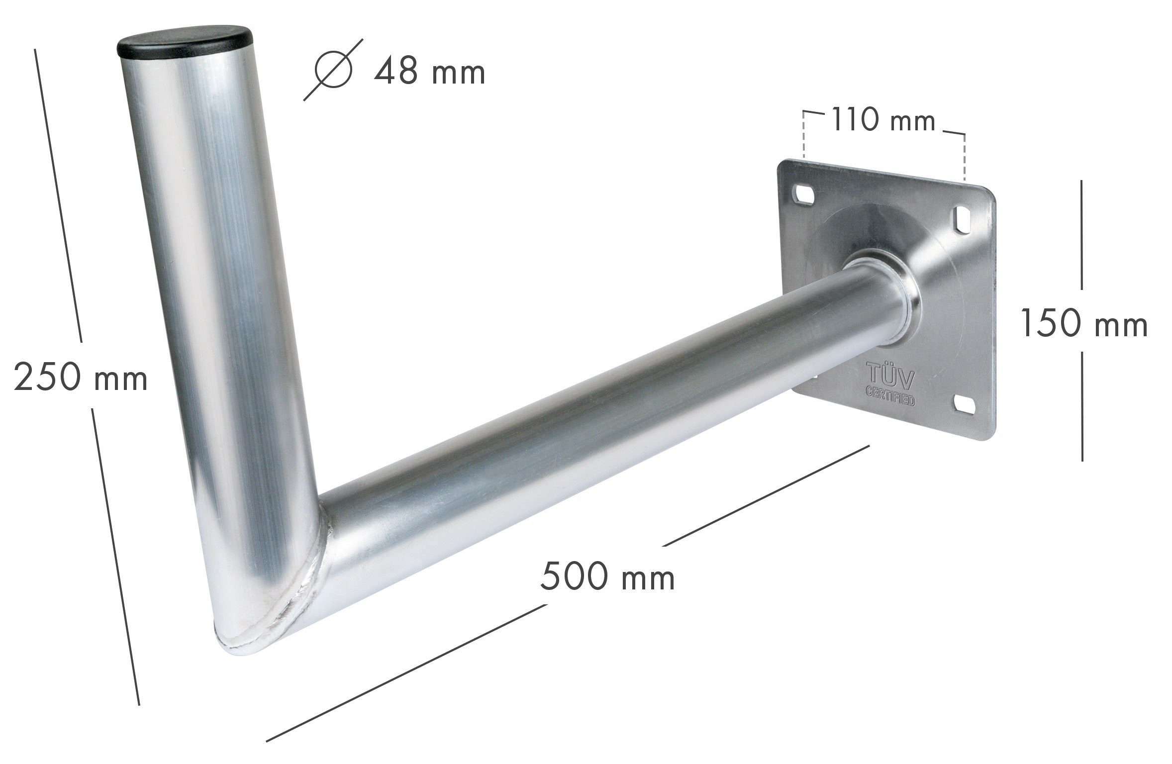 Schwaiger SAT-Halterung WAH45A 001, (Wandabstand 45 cm, Wandabstand 45cm, Durchmesser 48mm, silber)