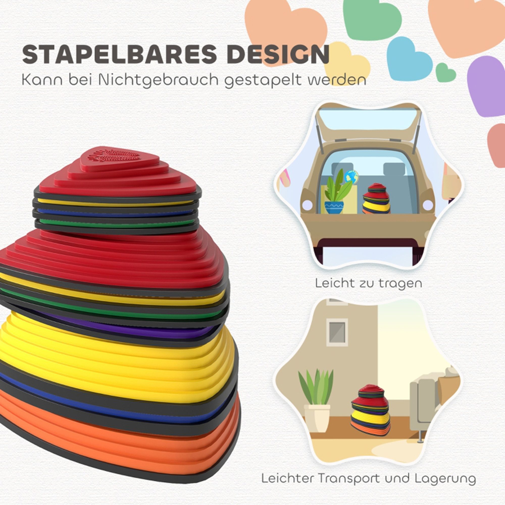 MC Star Trittsteine 11er-Set, rutschfestes Design, für drinnen & draußen, stapelbar, Bunt, 11-St.