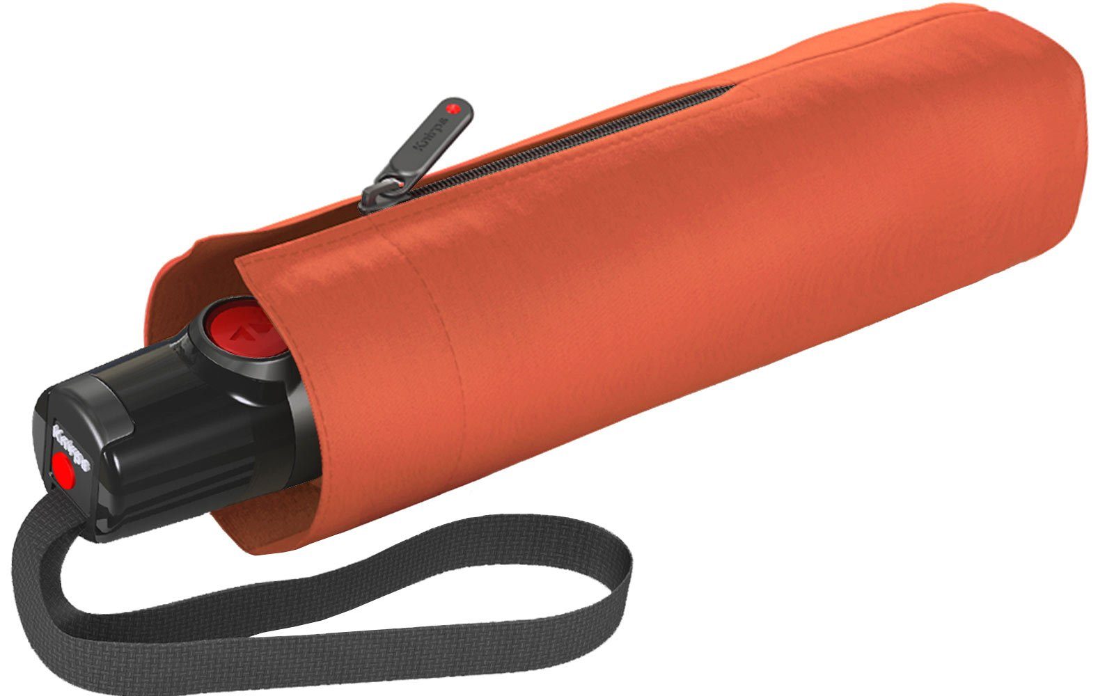 Knirps® Taschenregenschirm T.100 Duomatic Auf-Zu-Automatik, kleiner für Automatikschirm Handtasche die orange mit