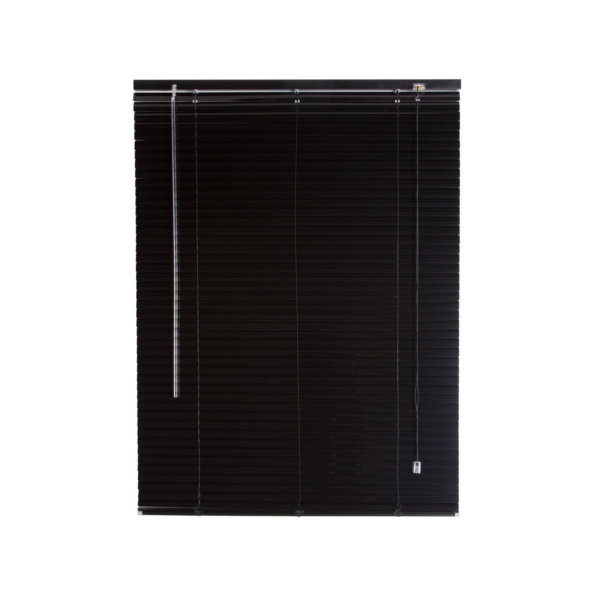 Victoria M. Jalousie Aluminium Jalousie, 40 x 130 cm, schwarz glänzend, mit Bohrenohne Bohren, freihängend, Sicht- Licht- und Blendschutz, inkl. Klemmclips