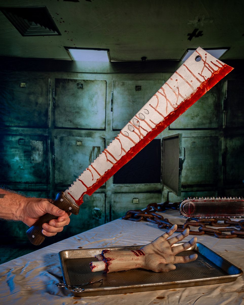 Horror-Shop Blaster Blutige Redneck Machete als Spielzeugwaffe & Kostü