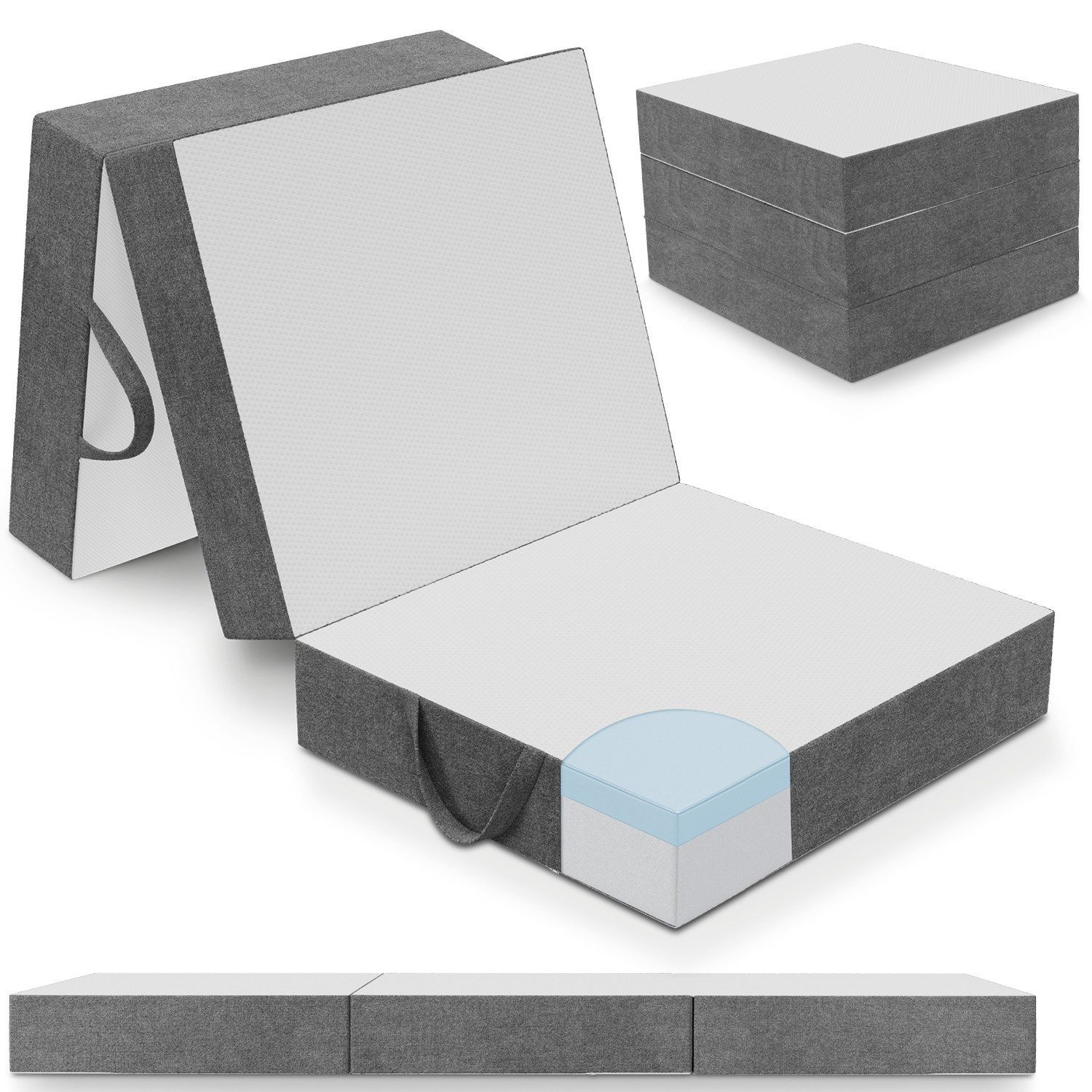 Klappmatratze 11 cm Kaltschaum, 4 cm Visko-Mineralschaum, ELONEO, 15 cm hoch, (200x90cm, 200x140cm), versch. Größen & Farben, atmungsaktiv, pflegeleicht