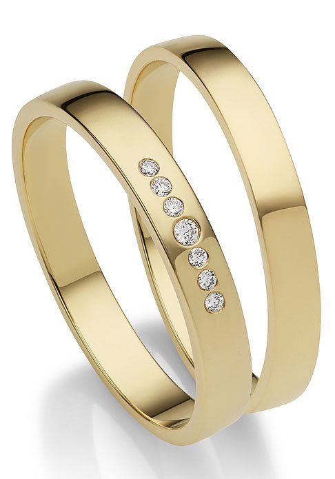 mit Brillanten/Diamanten Geschenk - ohne Firetti Schmuck Ehering Made Germany o. Hochzeit "LIEBE", 375 in Trauring Gold