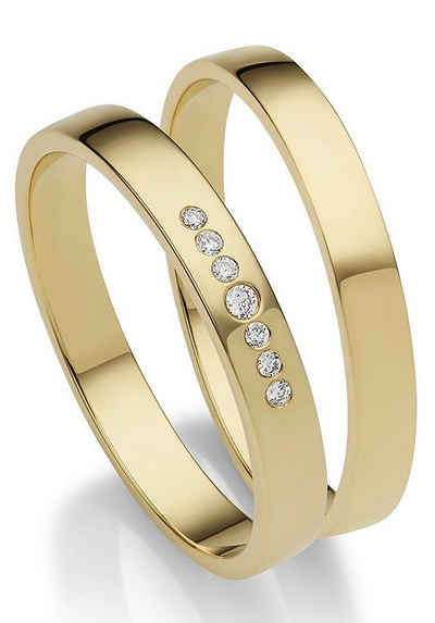 Firetti Trauring Schmuck Geschenk Gold 375 Hochzeit Ehering "LIEBE", Made in Germany - mit o. ohne Brillanten/Diamanten