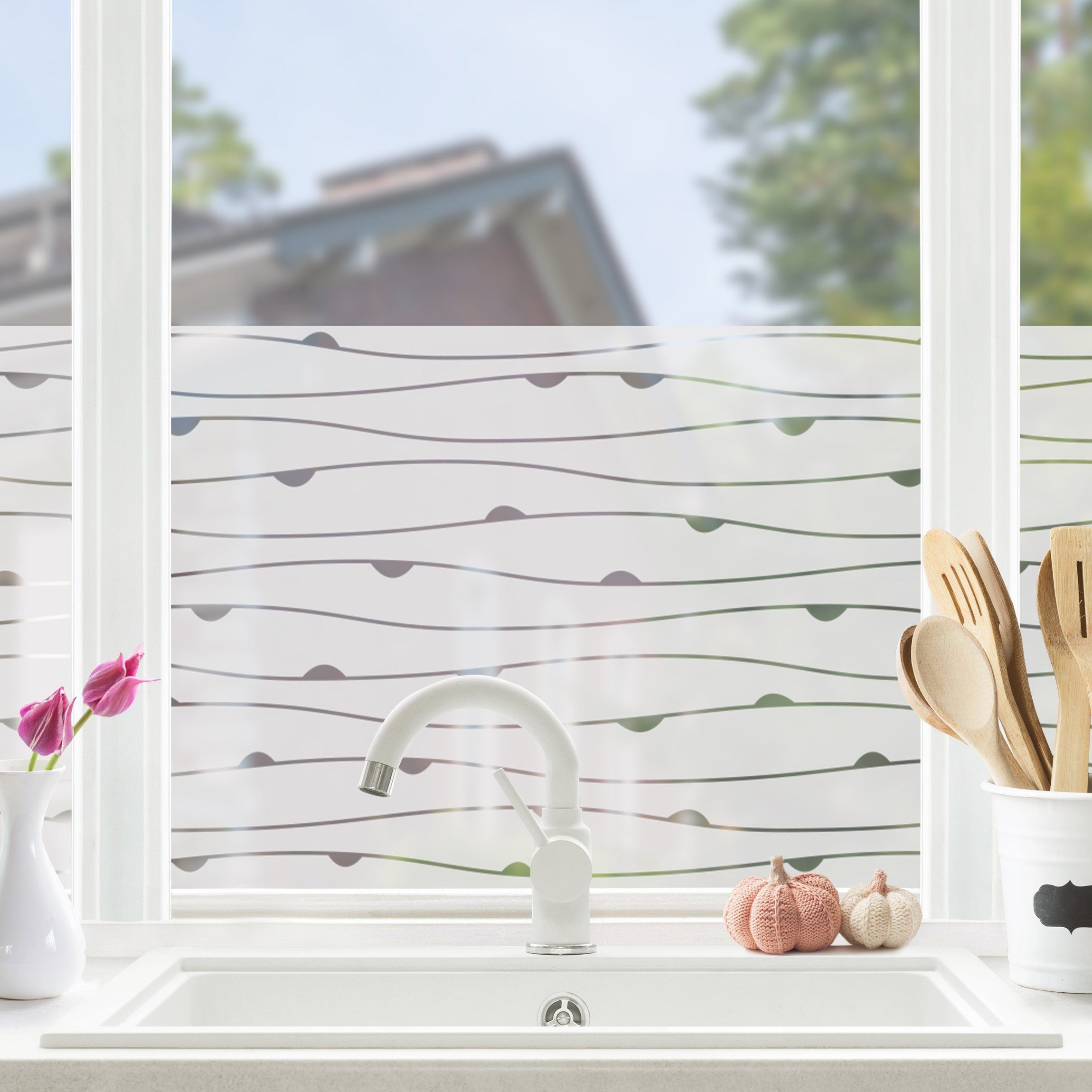 Bilderdepot24 Fensterfolie statisch haftend Motiv Fensterdeko Halbkreisen II Muster, blickdicht, Innen Fenster Tür Balkontür Küche Badezimmer Wohnzimmer Schlafz – Bild 3 von 5