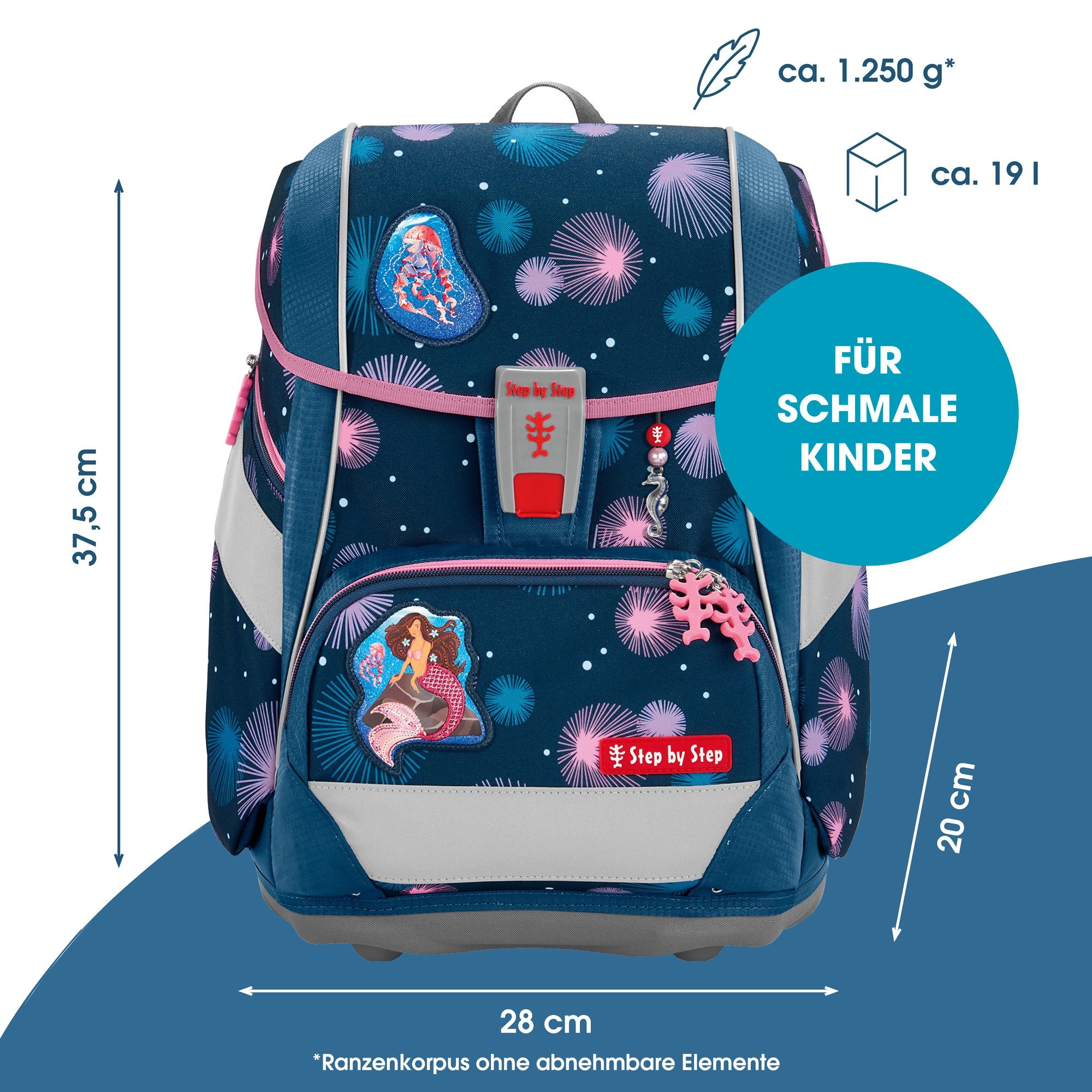 Step by Step Schulranzen 2IN1 PLUS „Mermaid Delia“, 9-tlg.