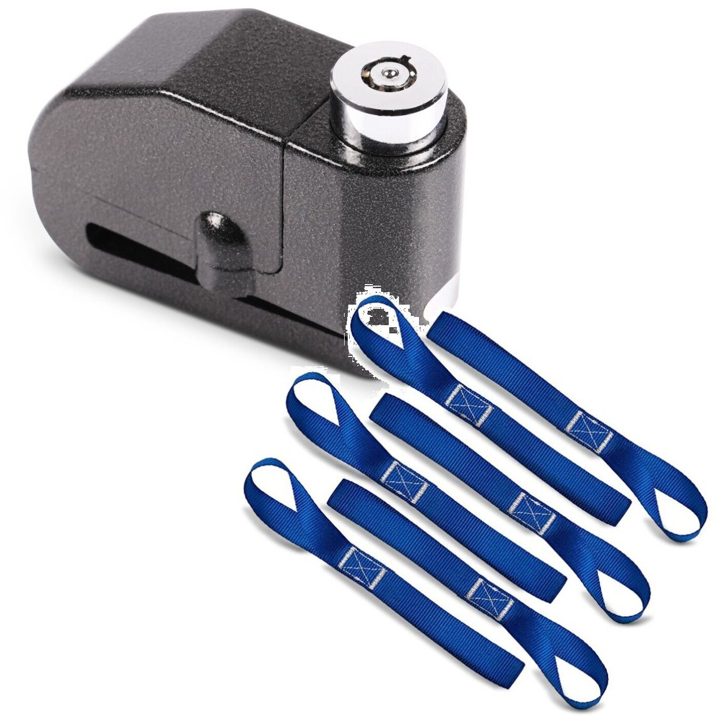 Tourtecs Sitzbank Set: Bremsscheibenschloss Alarm 120dB sw # mit Zurrschlaufen passend f