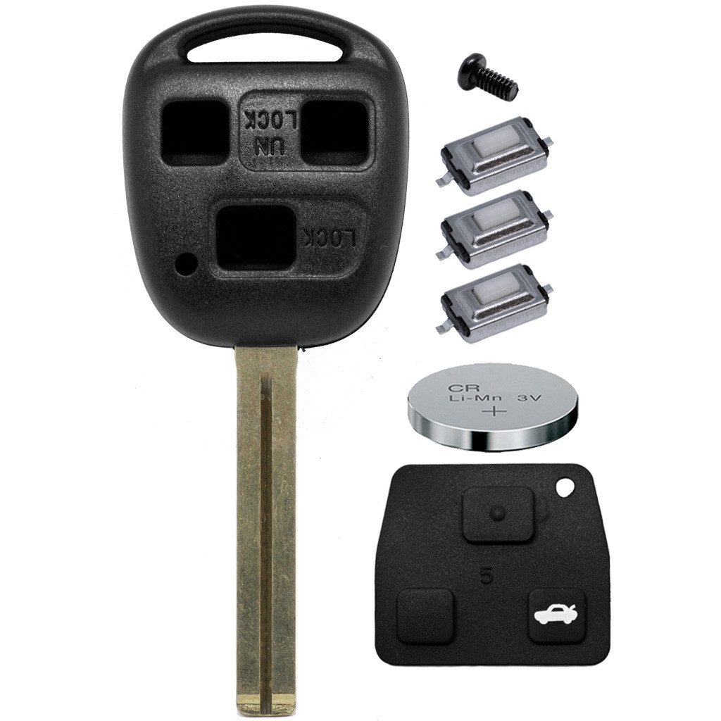 mt-key Auto Schlüssel 3 Tasten Set + TOY40 + Tastenfeld + 3X Taster + CR2016 Knopfzelle, CR2016 (3 V), für LEXUS GS LS IS RX 200 300 400 430 470 570 Funk Fernbedienung